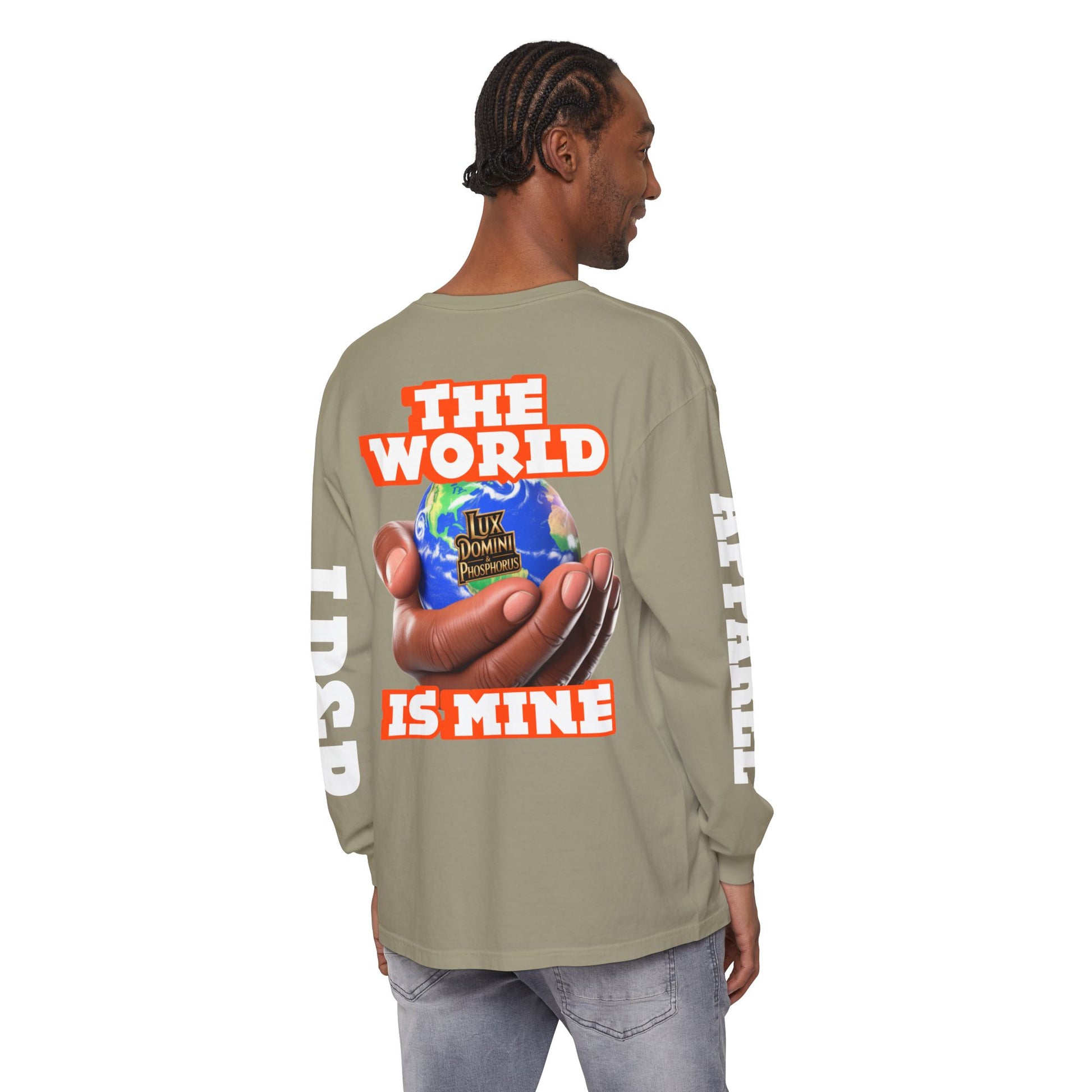 Garment-dyed Long Sleeve T-Shirt - The World Is Mine