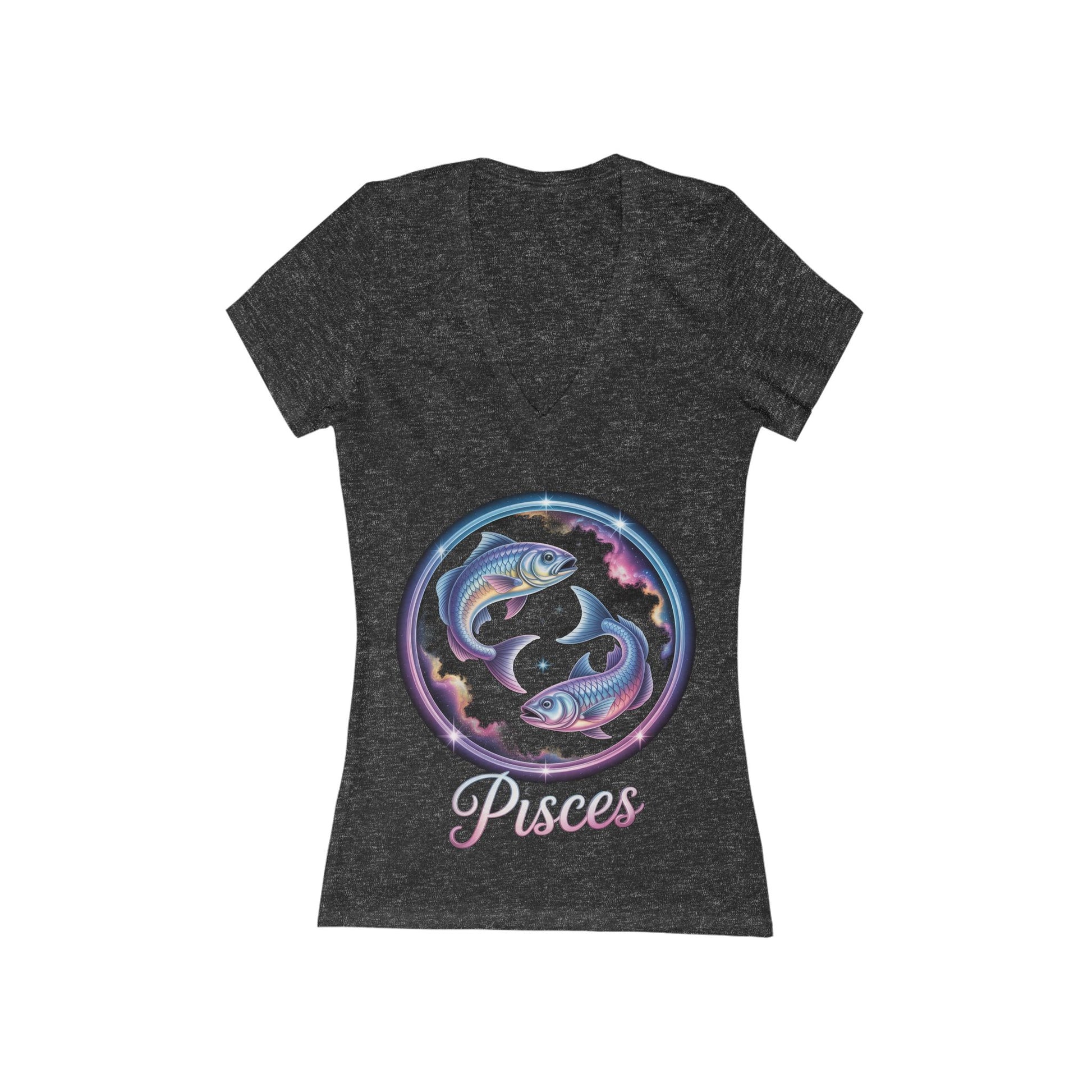 Pisces Zodiac V‑Neck Tee — Feminine Horoscope Fish Graphic Shirt
