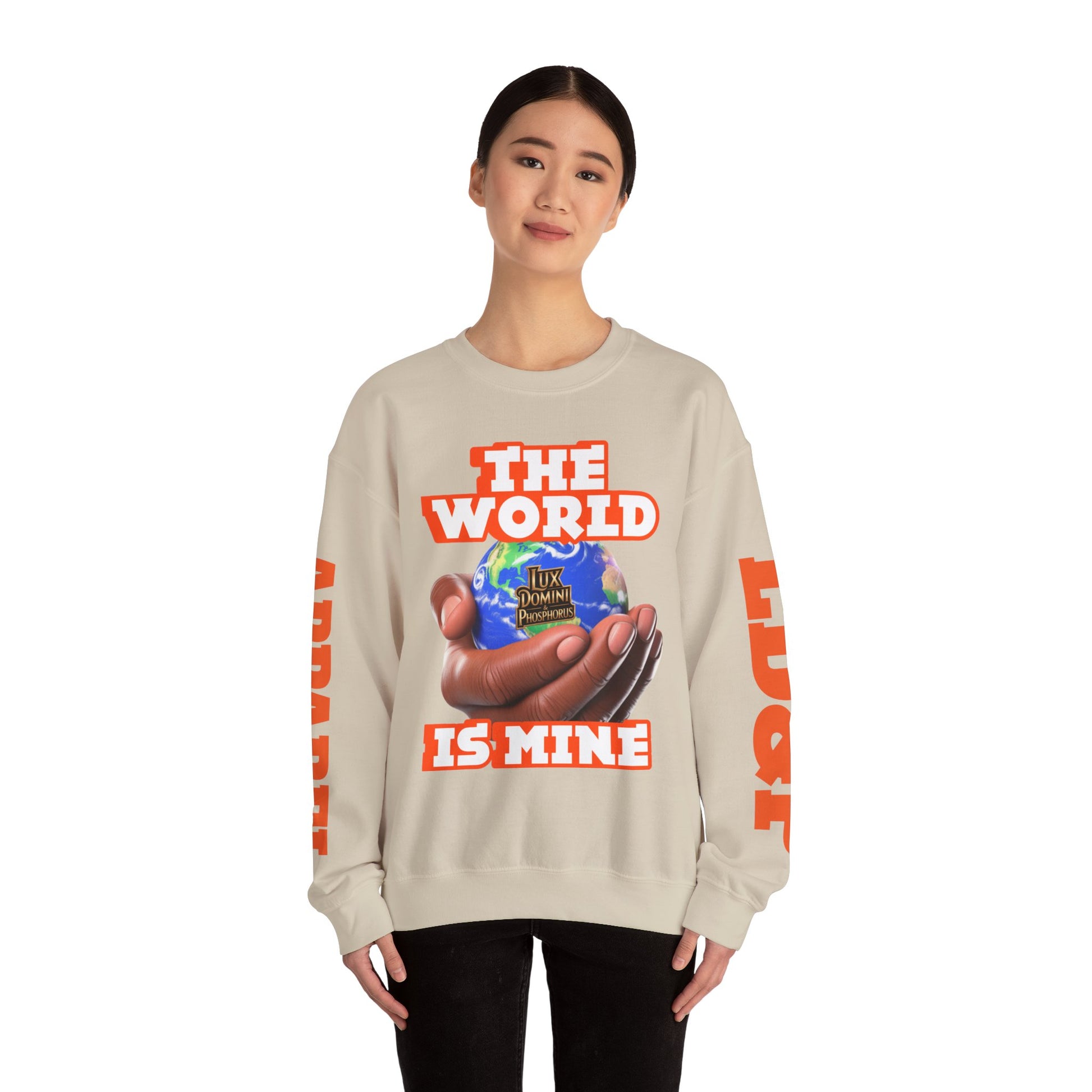 Graphic Sweatshirt - The World Is Mine Lux Domini and Phosphoros Apparel