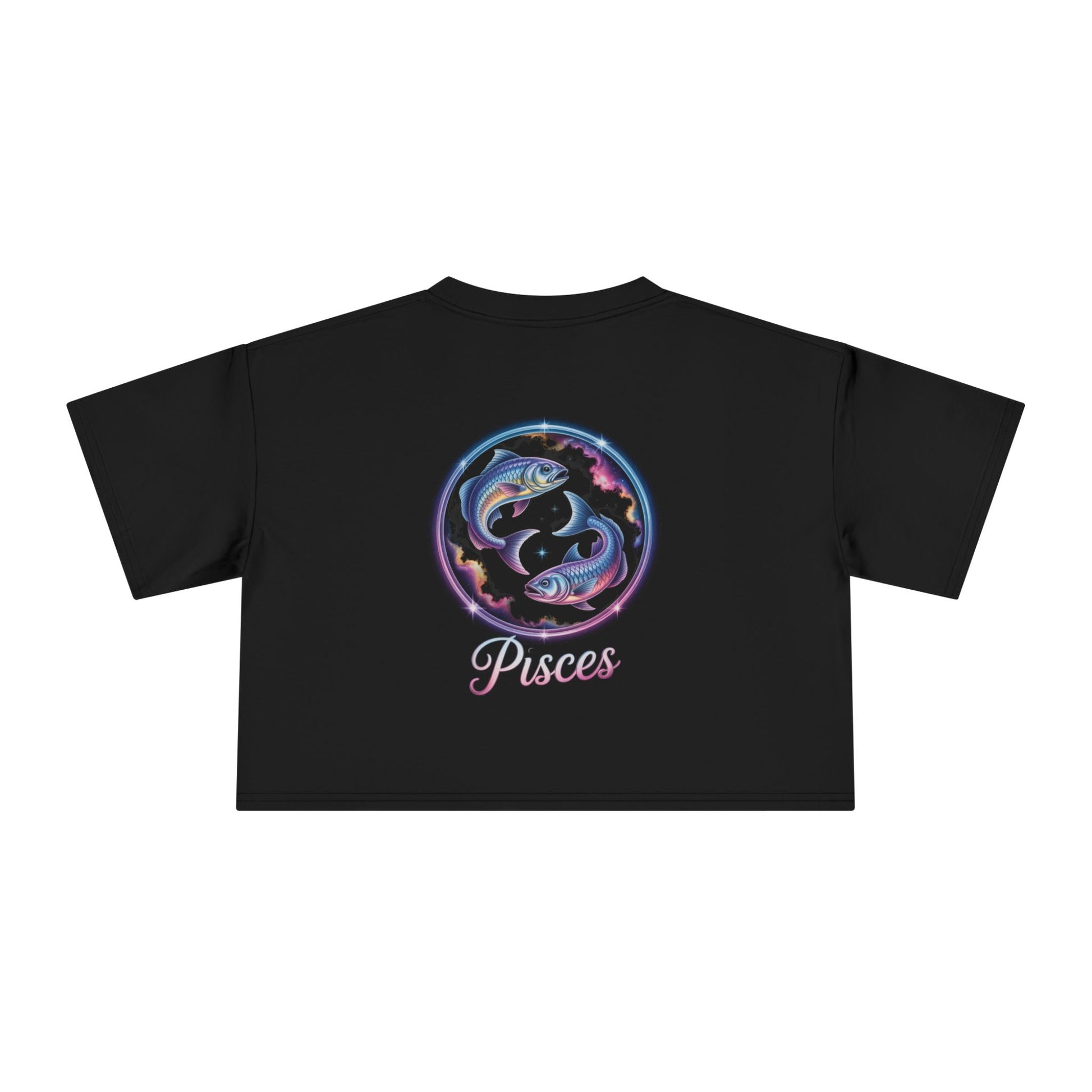 Pisces Watercolor Crop Tee — Zodiac Fish Astrological Women's Top