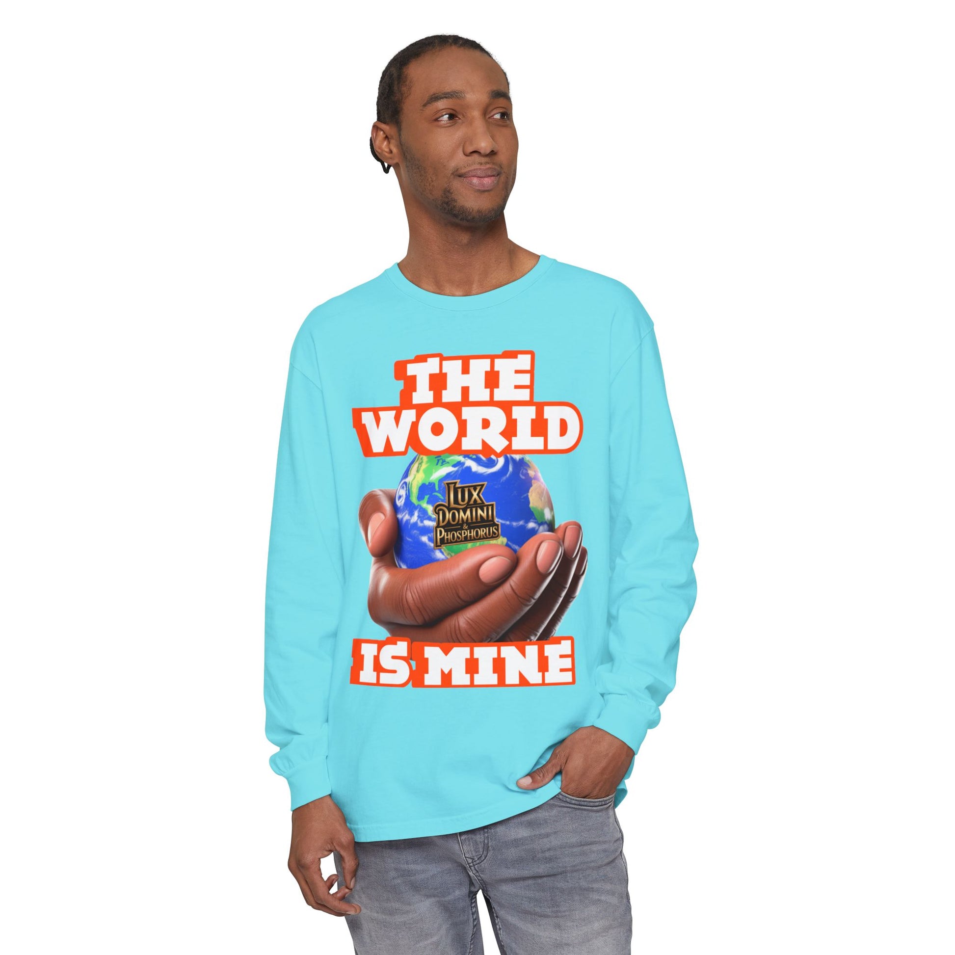Garment-dyed Long Sleeve T-Shirt - The World Is Mine
