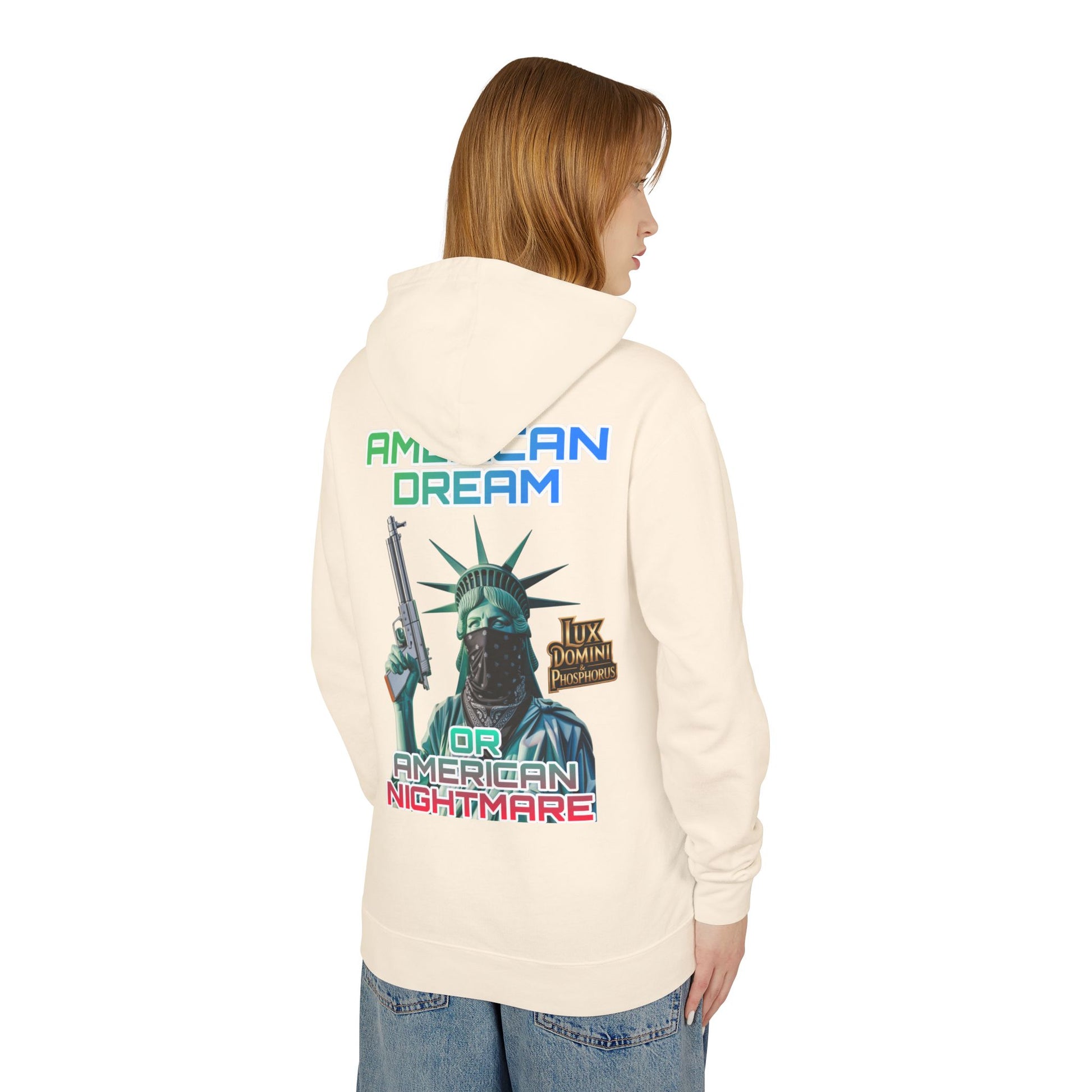 Lightweight Hooded Sweatshirt - American Dream or Nightmare Design