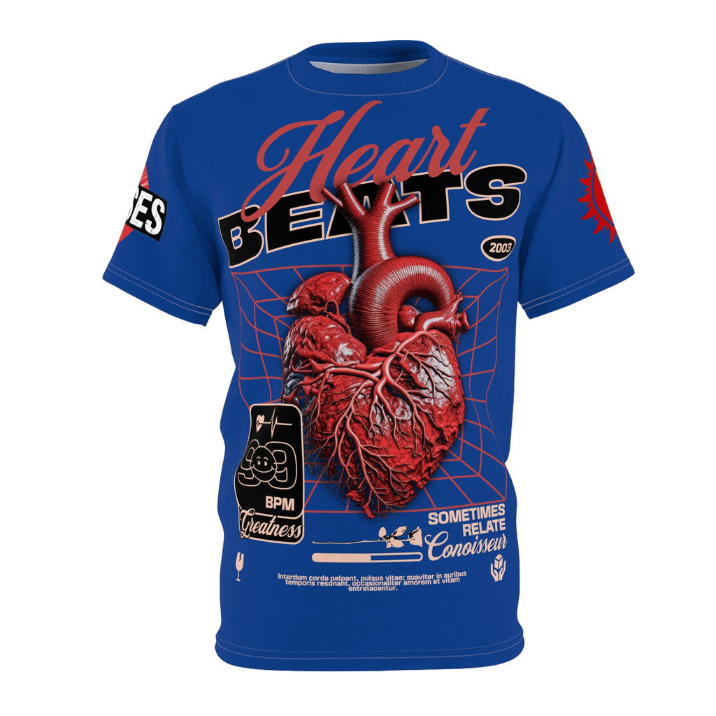 Heart Beats LD&P Apparel Design Graphic Tee Blue