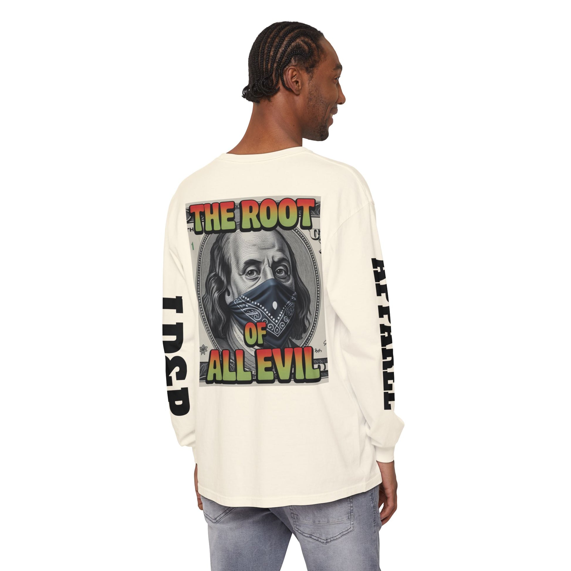 Garment-Dyed Long Sleeve T-Shirt The Root of Evil