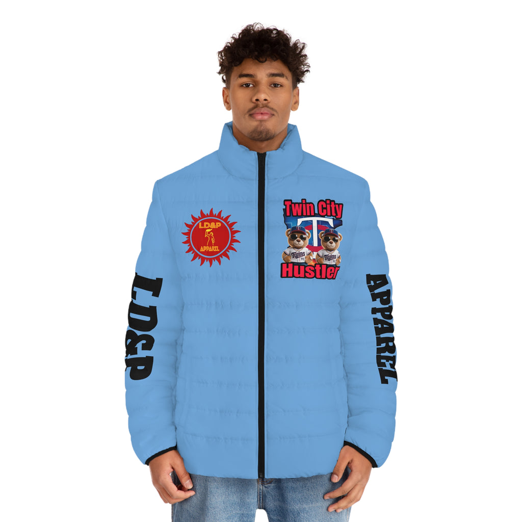 Puffer Jacket Hoodie - Twin City HUSTLER LD&P APPAREL DESIGN light blue