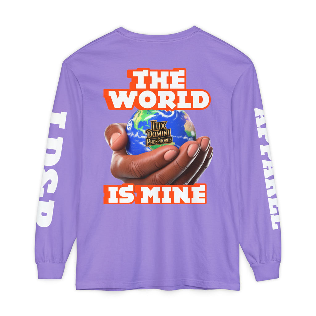 Garment-dyed Long Sleeve T-Shirt - The World Is Mine