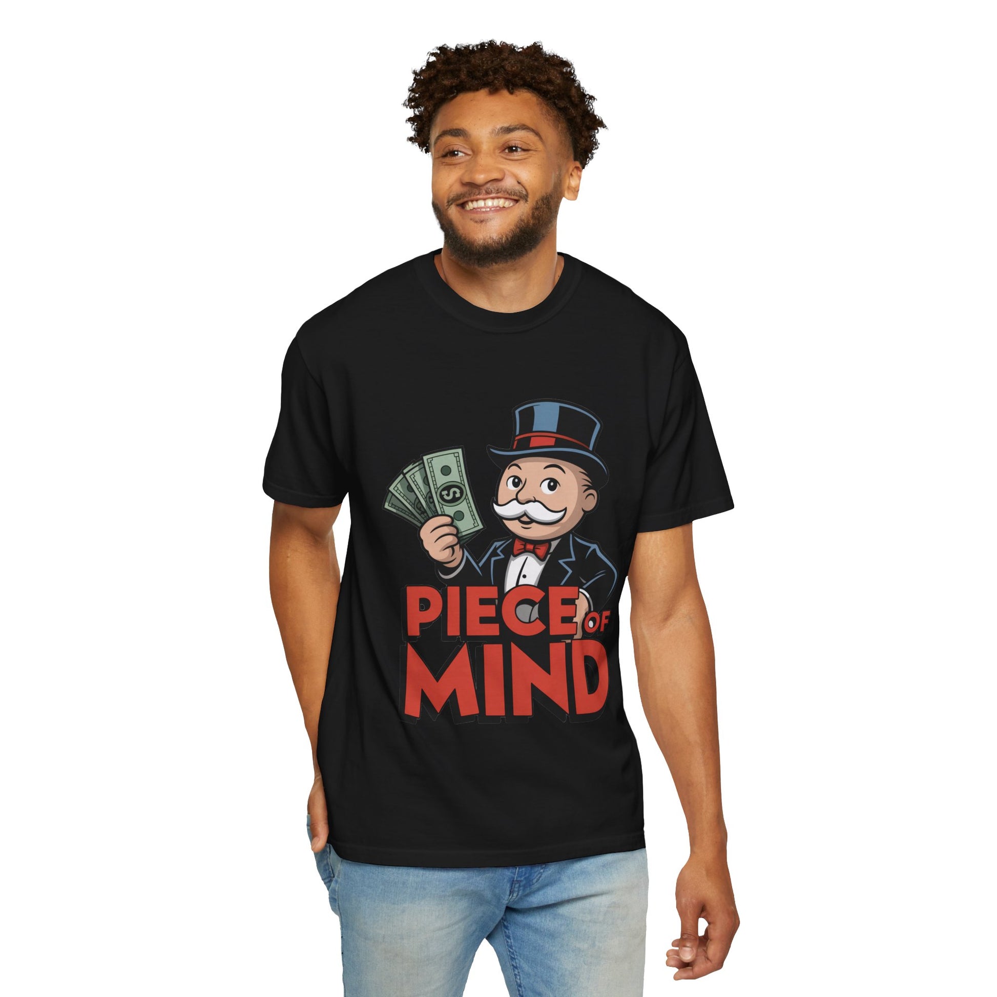 Garment-Dyed T-shirt Money Piece of Mind Design