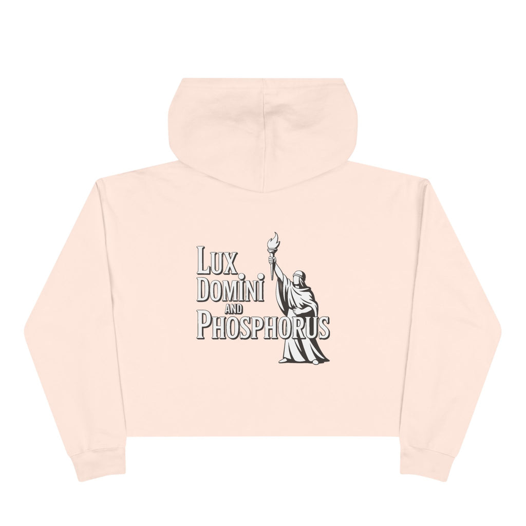 Lux Domini & Phosphorus Crop Hoodie — Gothic Latin Graphic