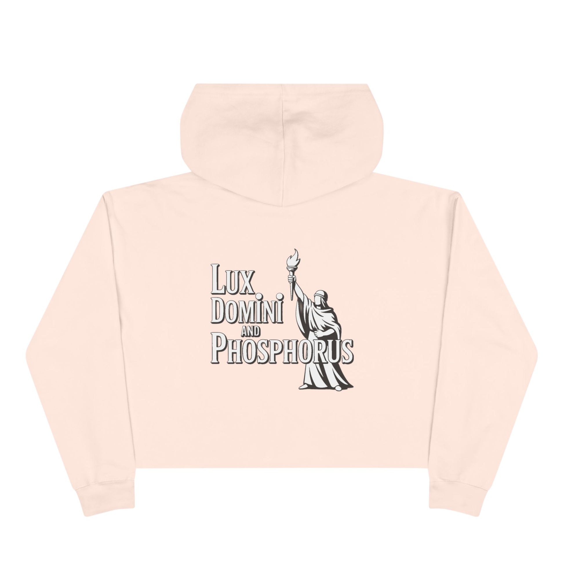 Lux Domini & Phosphorus Crop Hoodie — Gothic Latin Graphic