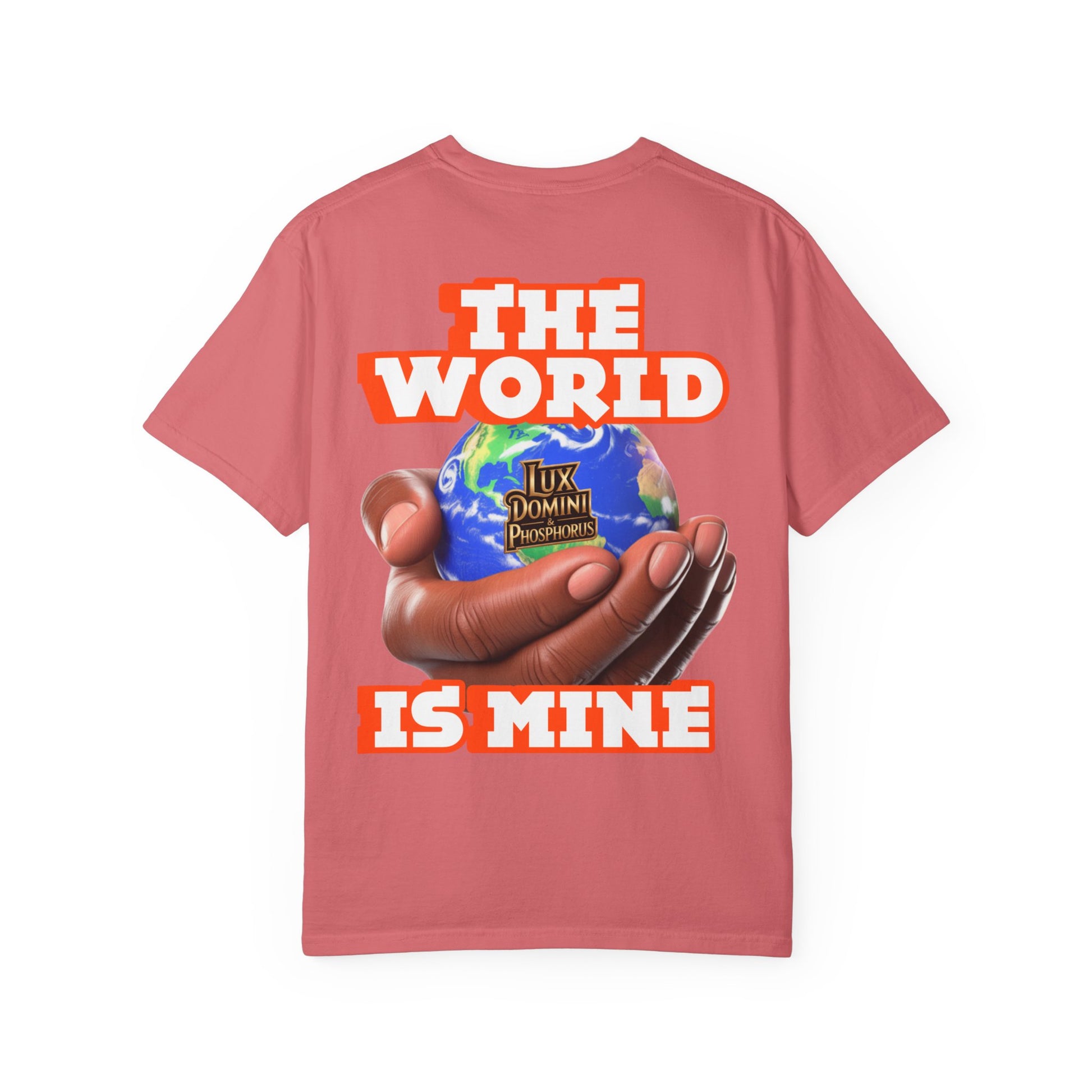 Unisex T-shirt Lux Domini and Phosphoros The World is Mine Design