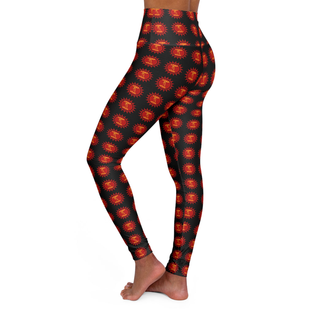 High Waisted Yoga Leggings with Bold LD&P APPAREL Print, Perfect for Fitness, Athleisure, Gym Wear, Gift for Yogis, Workout Apparel