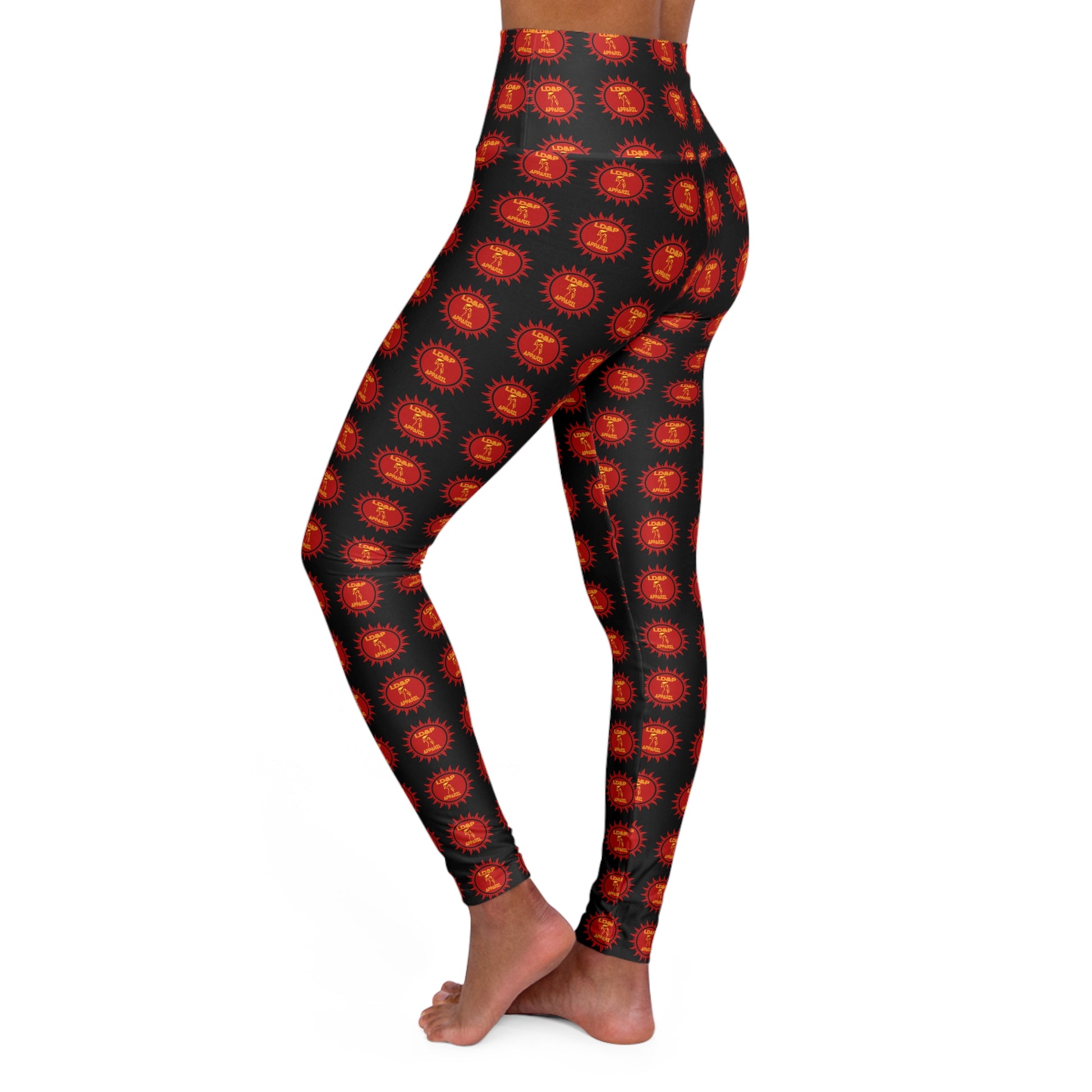 High Waisted Yoga Leggings with Bold LD&P APPAREL Print, Perfect for Fitness, Athleisure, Gym Wear, Gift for Yogis, Workout Apparel