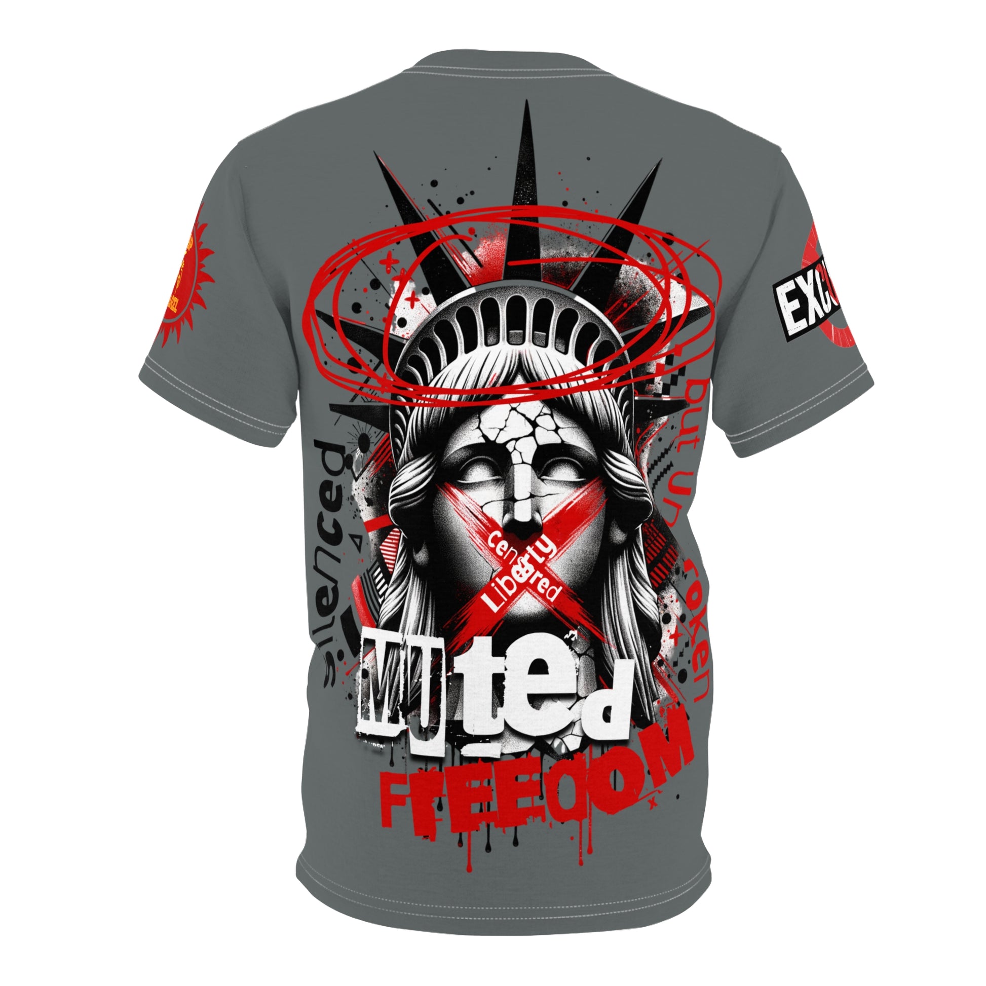 Muted Freedom LD&P APPAREL DESIGN Graphic Tee Shirt Grey