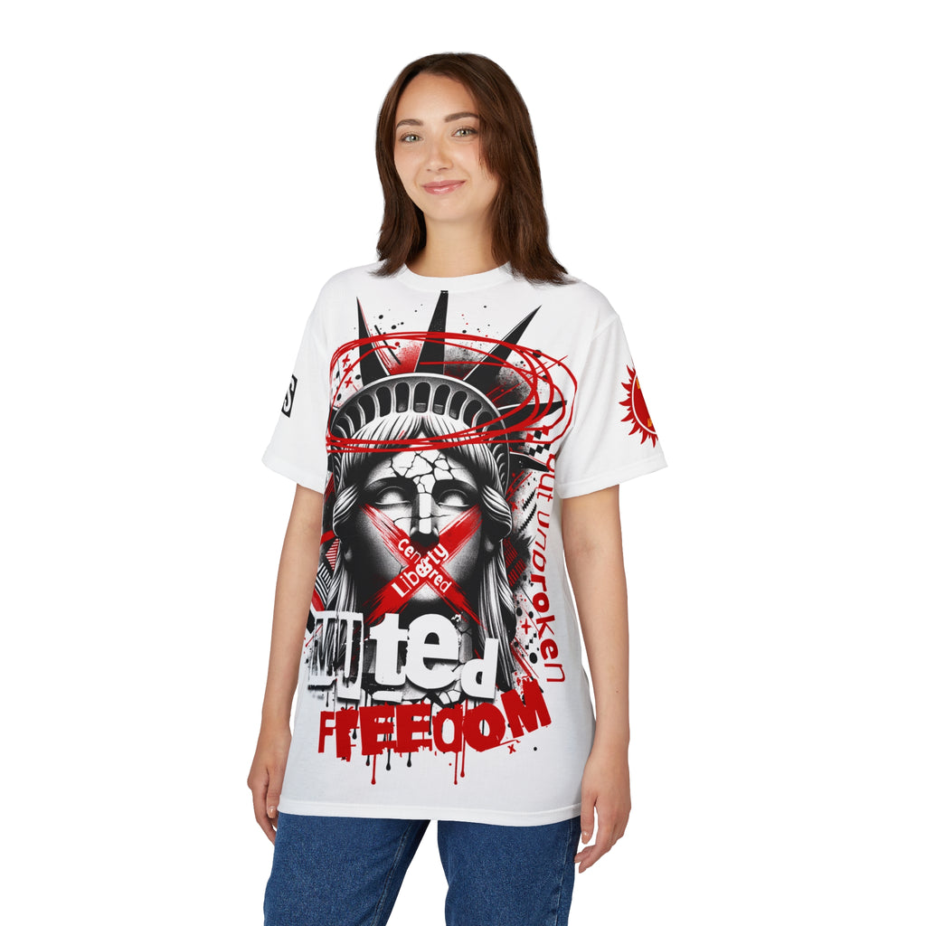 Muted Freedom LD&P APPAREL DESIGN Graphic Tee Shirt white