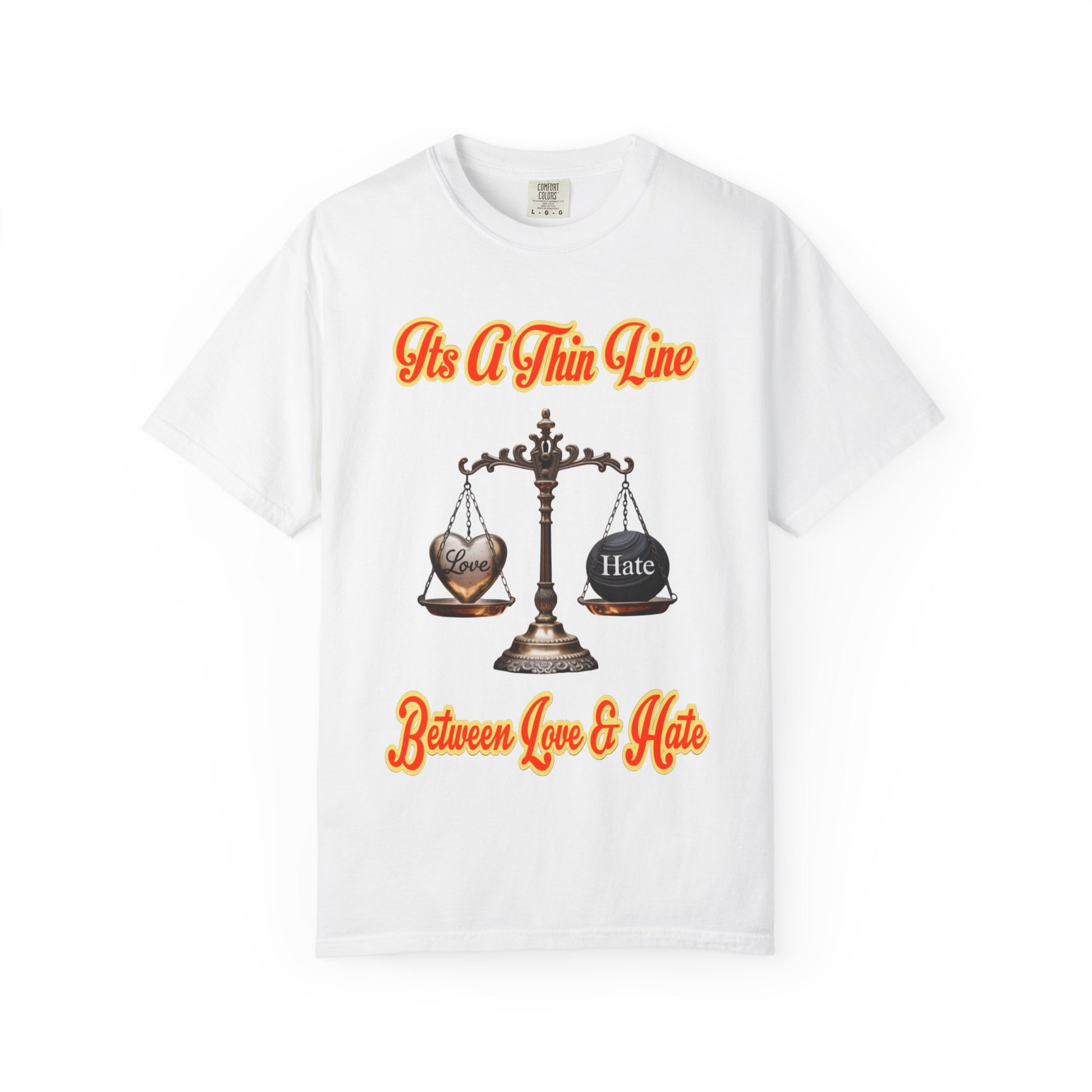 Garment-Dyed T-shirt Thin Line Love Hate LD&amp;P APPAREL Design