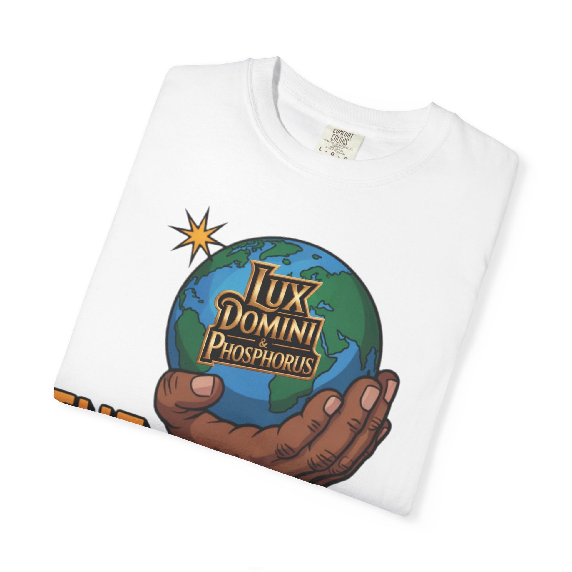 Unisex T-shirt Lux Domini and Phosphoros The World is Mine Design