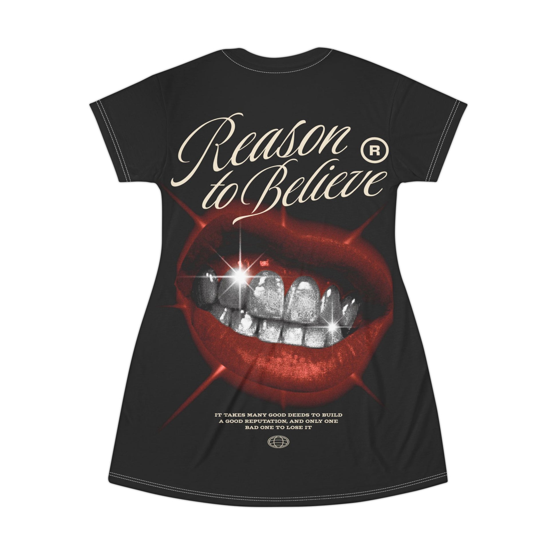 T-Shirt Dress - Reasons to Believe Graphic Print