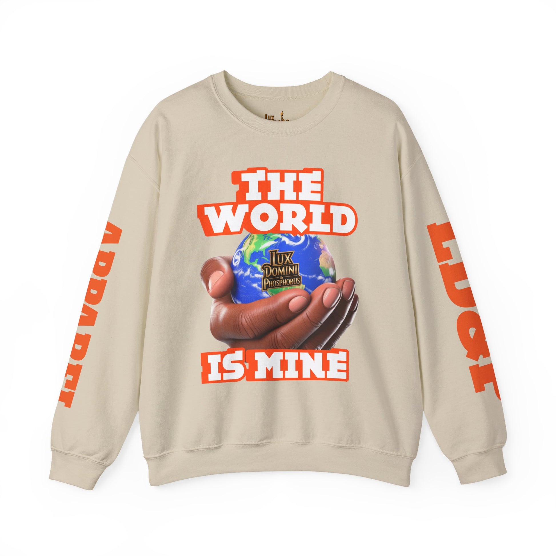 Graphic Sweatshirt - The World Is Mine Lux Domini and Phosphoros Apparel