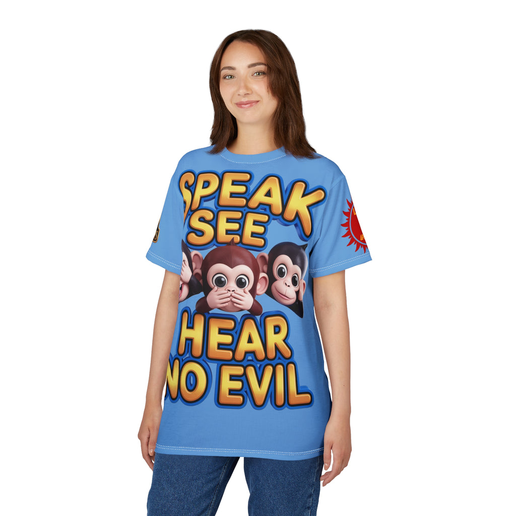 T-Shirt Speak See Hear No Evil Light Blue