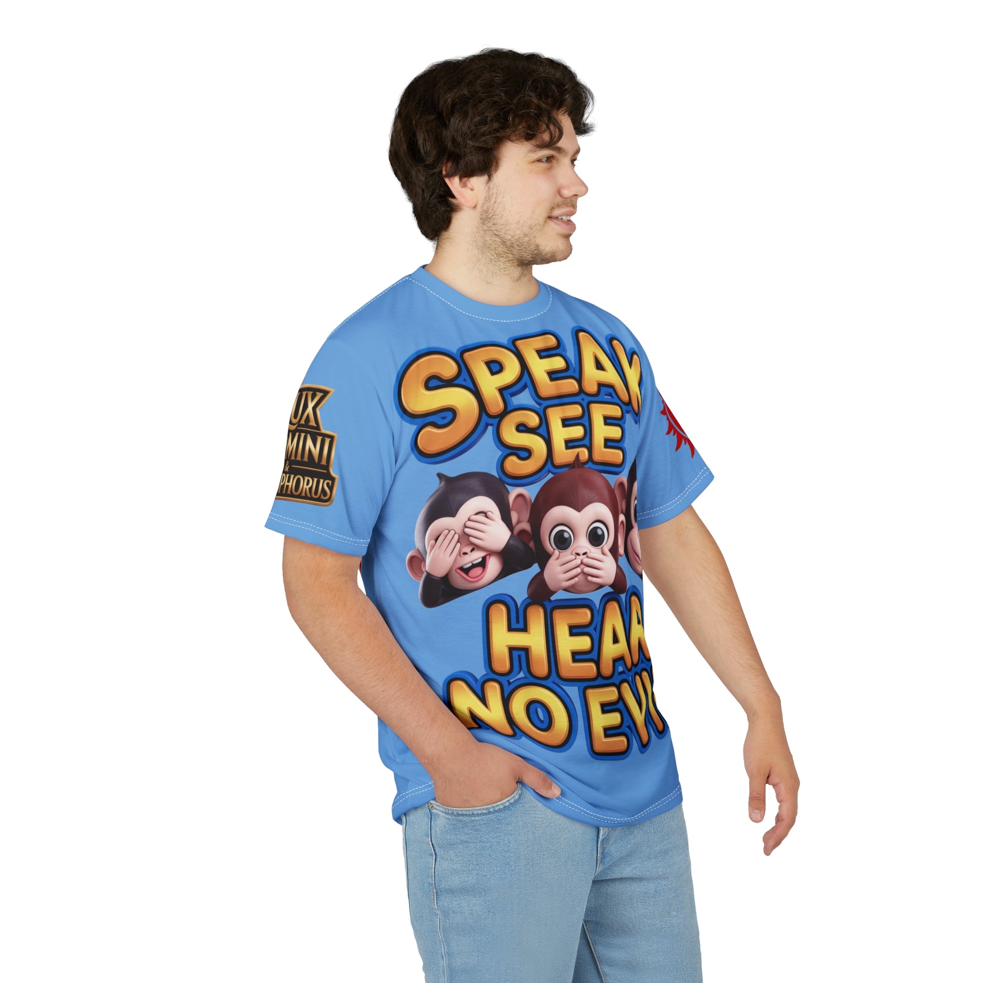 T-Shirt Speak See Hear No Evil Light Blue