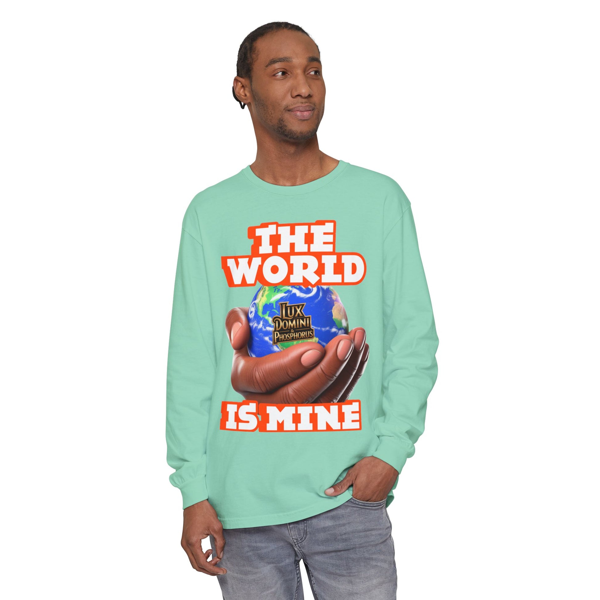Garment-dyed Long Sleeve T-Shirt - The World Is Mine
