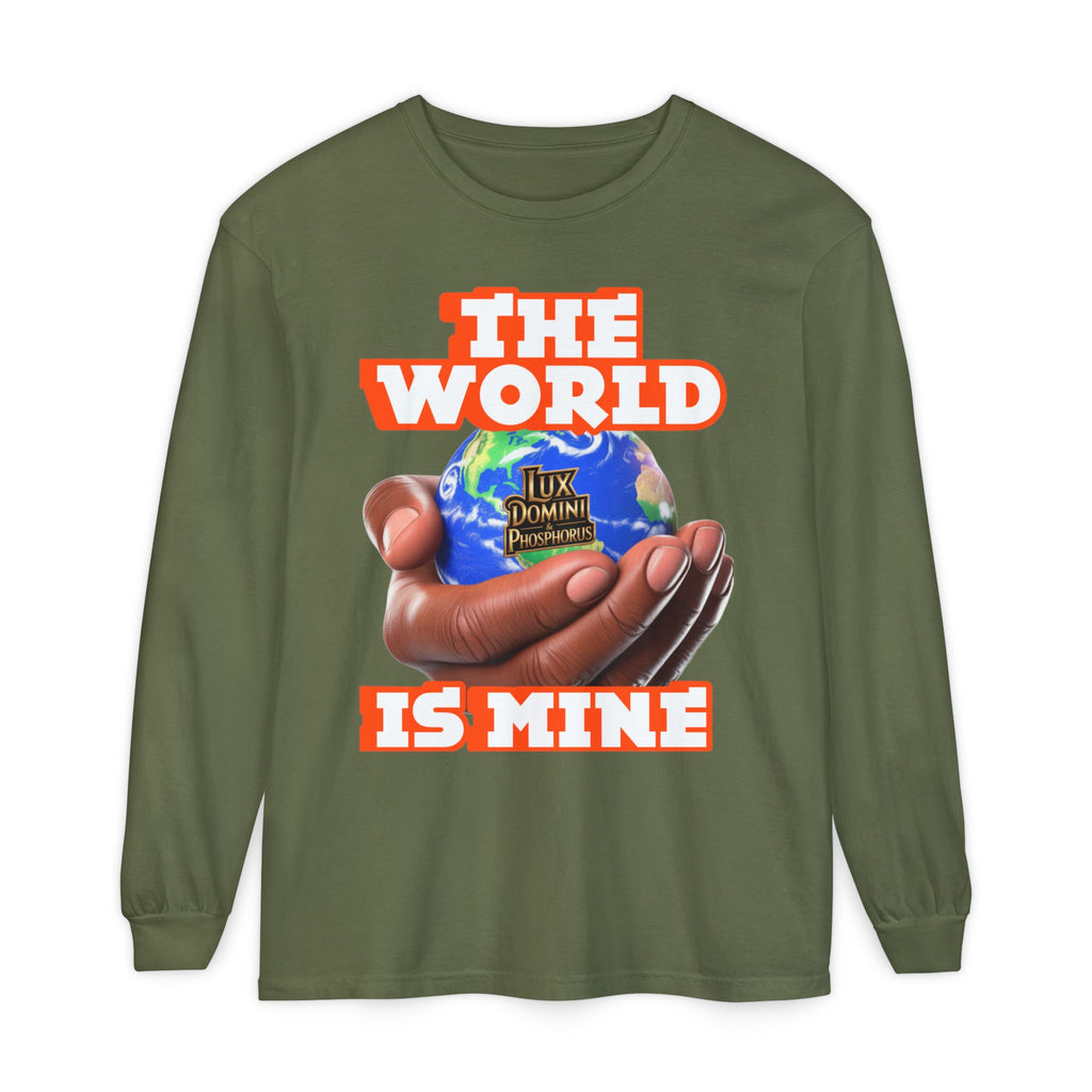 Garment-dyed Long Sleeve T-Shirt - The World Is Mine