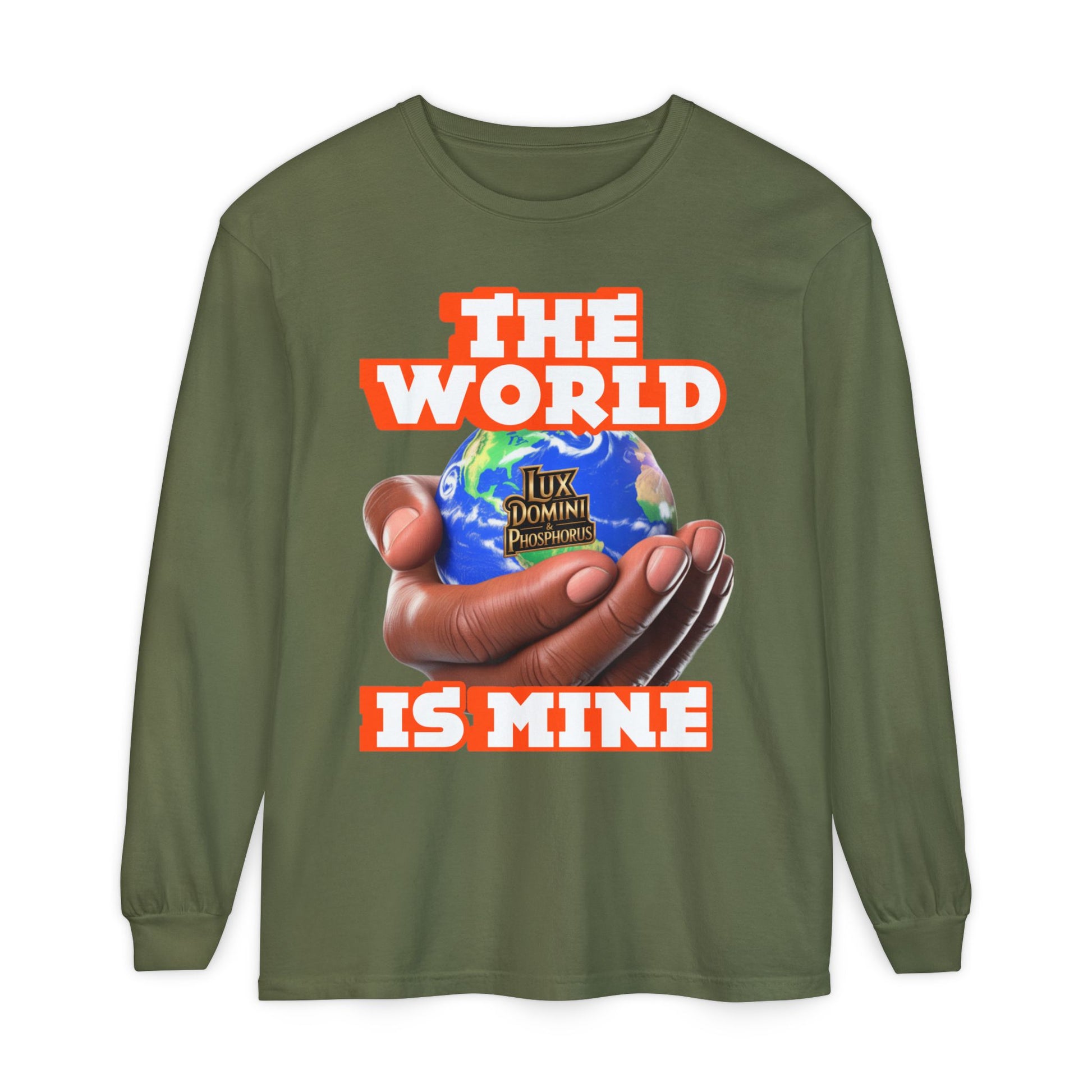 Garment-dyed Long Sleeve T-Shirt - The World Is Mine