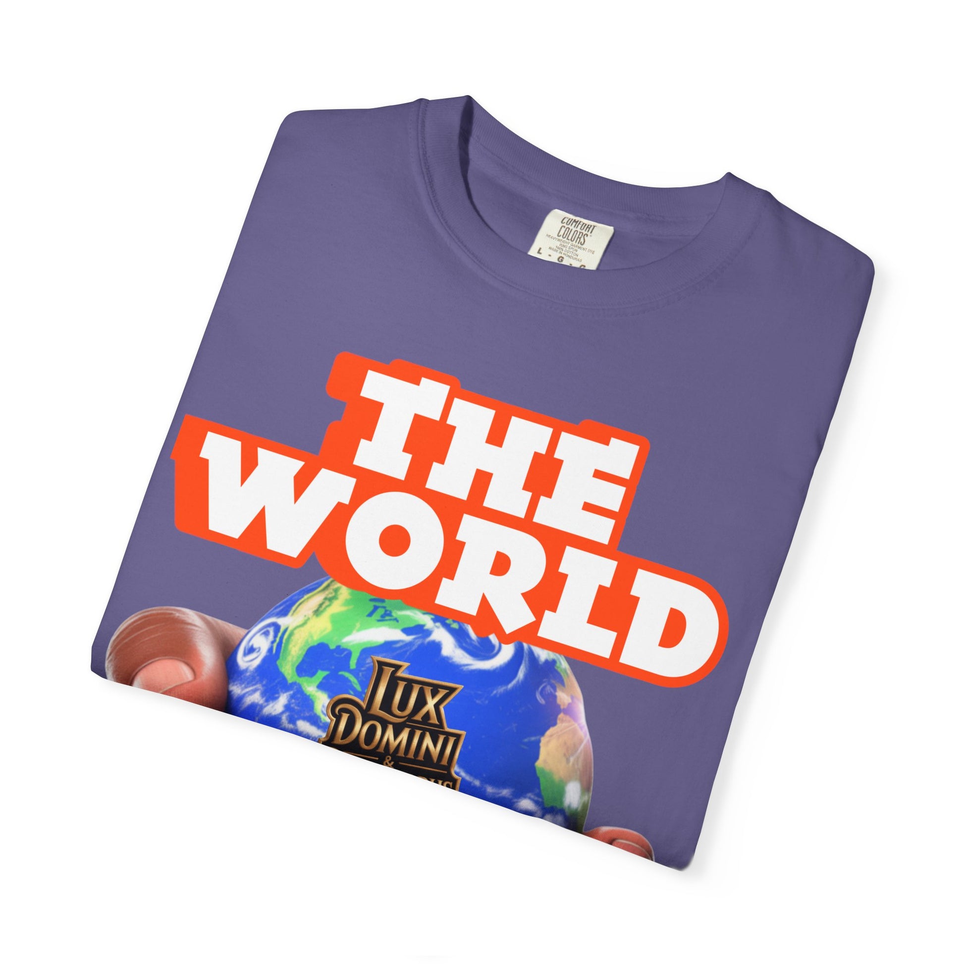 Unisex T-shirt Lux Domini and Phosphoros The World is Mine Design