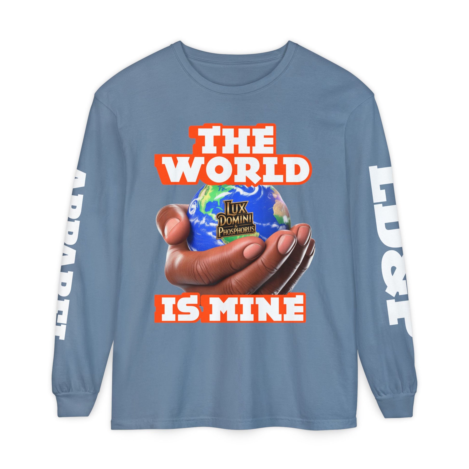 Garment-dyed Long Sleeve T-Shirt - The World Is Mine