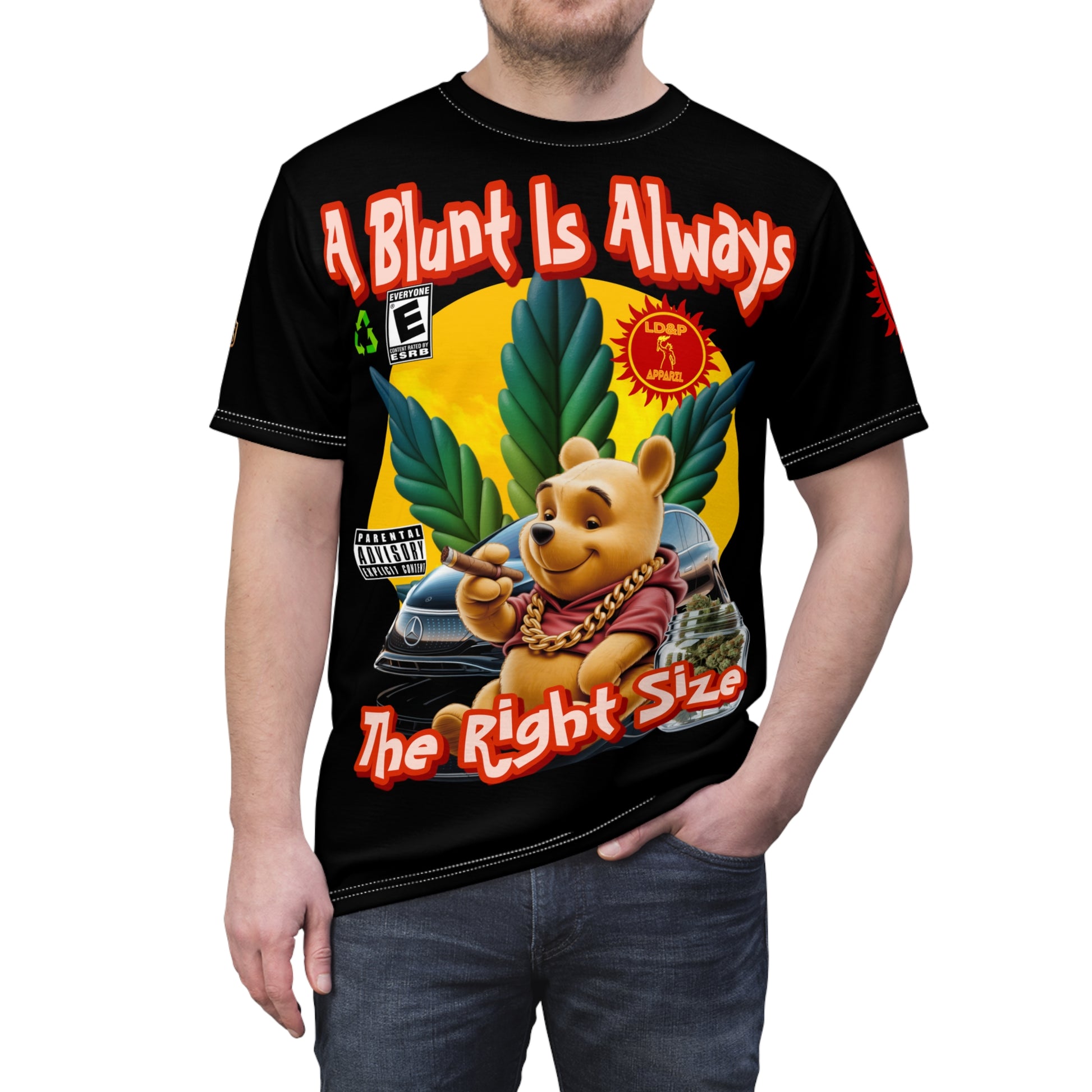 Cannabis Graphic Tee — "A Blunt Is Always The Right Size" LD&P APPAREL Black