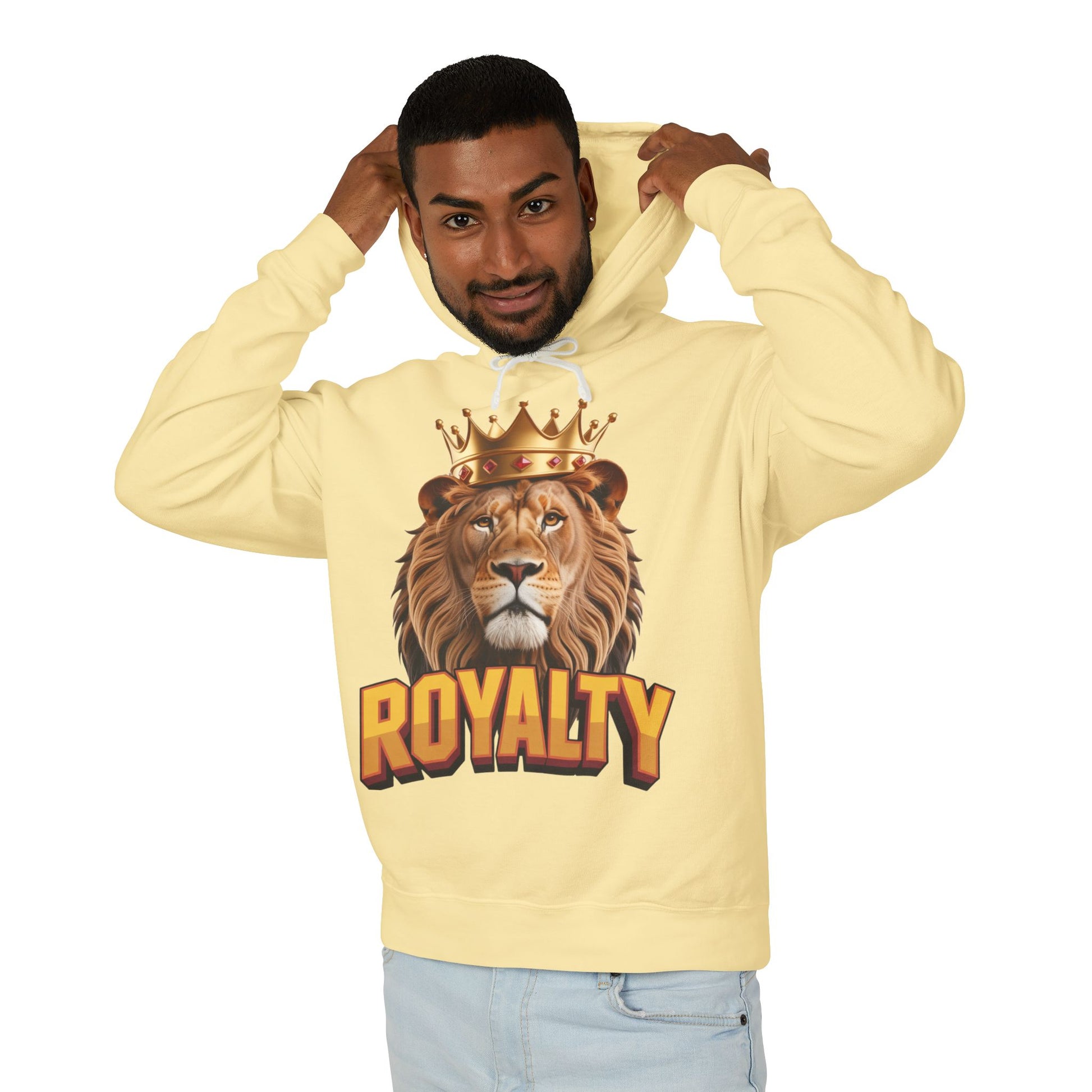 Royalty Lion Hooded Sweatshirt, Unisex Lightweight Pullover, King of the Jungle Sweatshirt, Animal Lover Gift, Cool Casual Wear