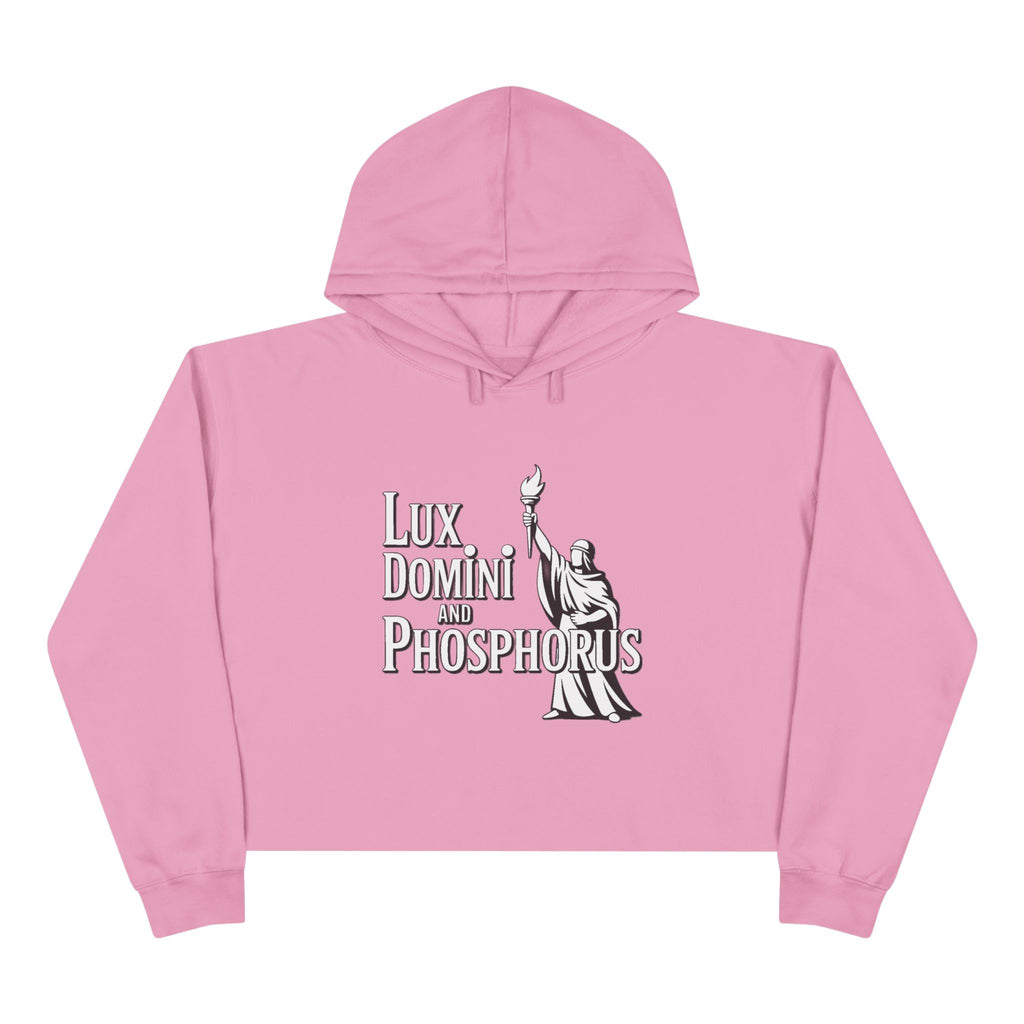 Lux Domini & Phosphorus Crop Hoodie — Gothic Latin Graphic
