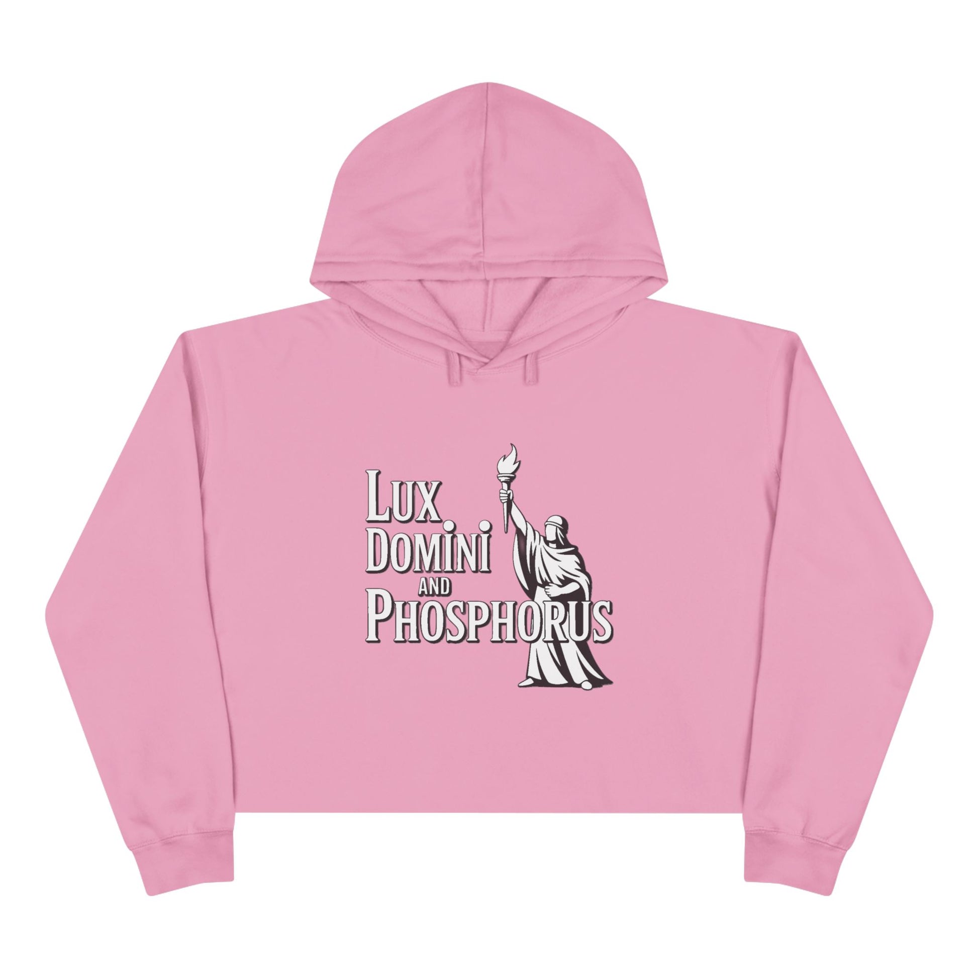 Lux Domini & Phosphorus Crop Hoodie — Gothic Latin Graphic