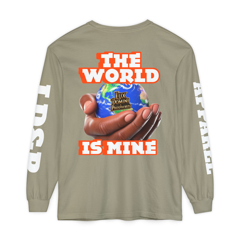 Garment-dyed Long Sleeve T-Shirt - The World Is Mine