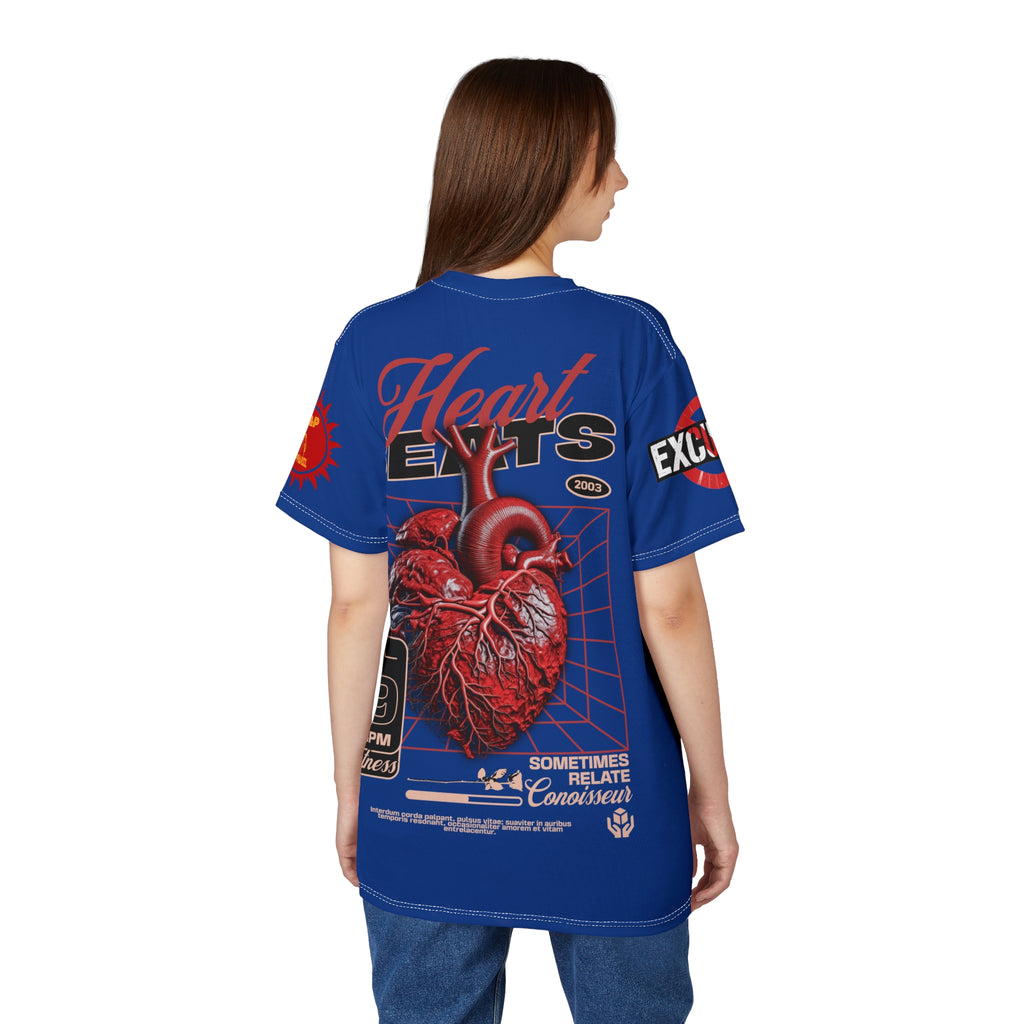 Heart Beats LD&P Apparel Design Graphic Tee Blue