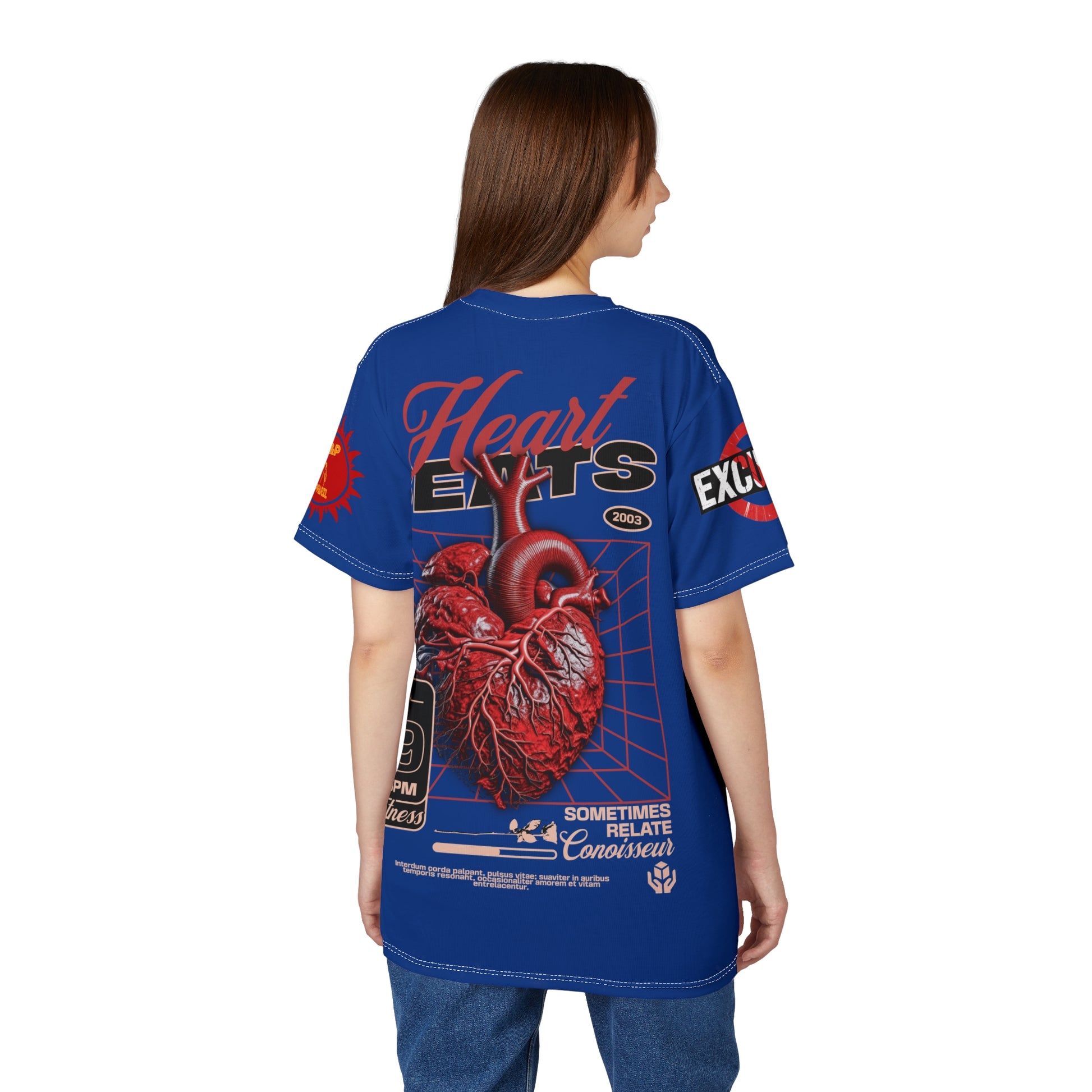 Heart Beats LD&P Apparel Design Graphic Tee Blue