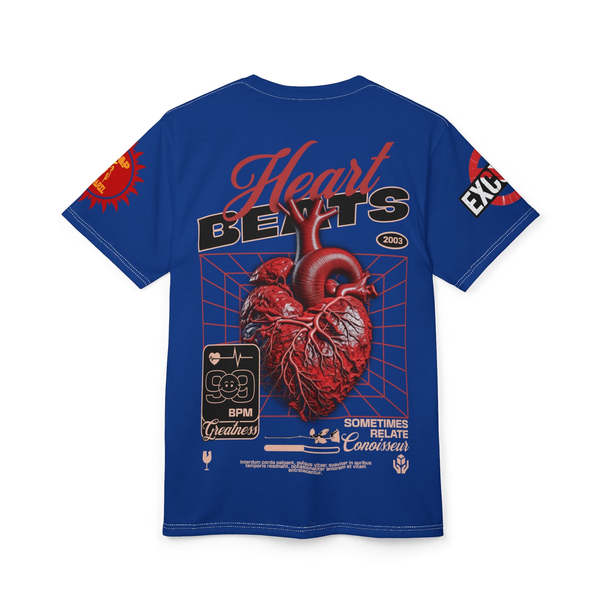 Heart Beats LD&P Apparel Design Graphic Tee Blue
