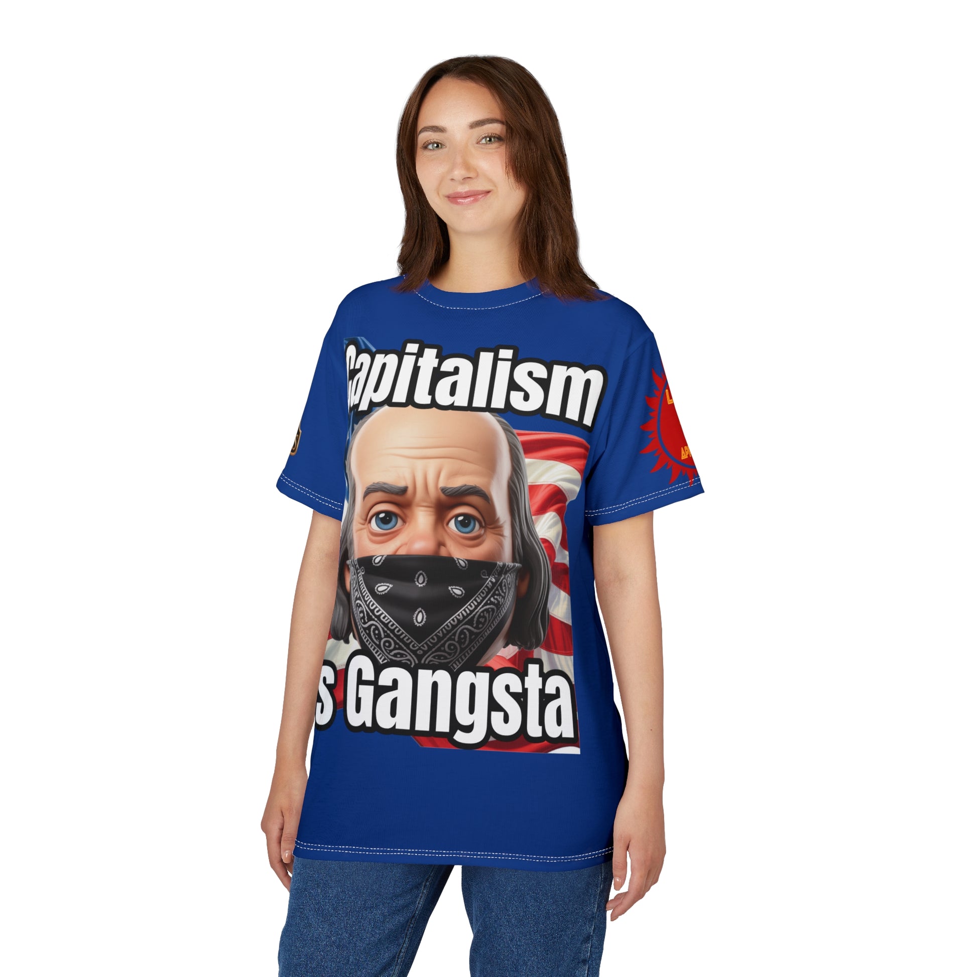 Capitalism Unisex Cut & Sew Tee blue