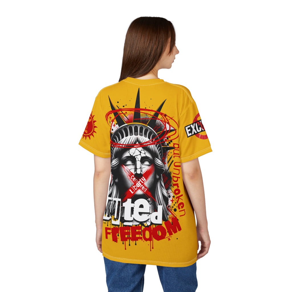 Muted Freedom LD&P APPAREL DESIGN Graphic Tee Shirt Yellow