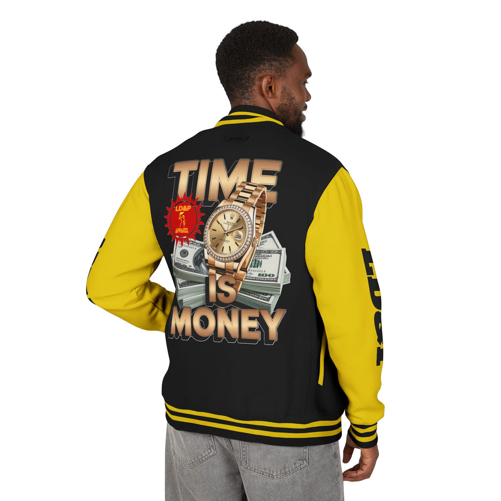 Unisex Heavyweight Letterman Jacket – Time is Money Design