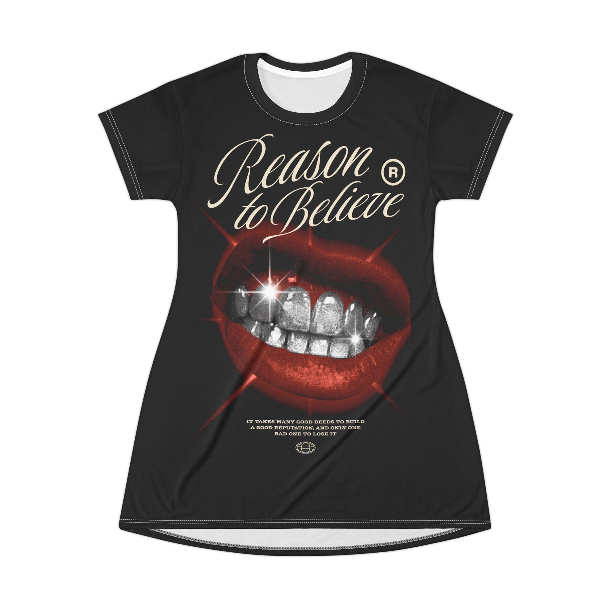 T-Shirt Dress - Reasons to Believe Graphic Print