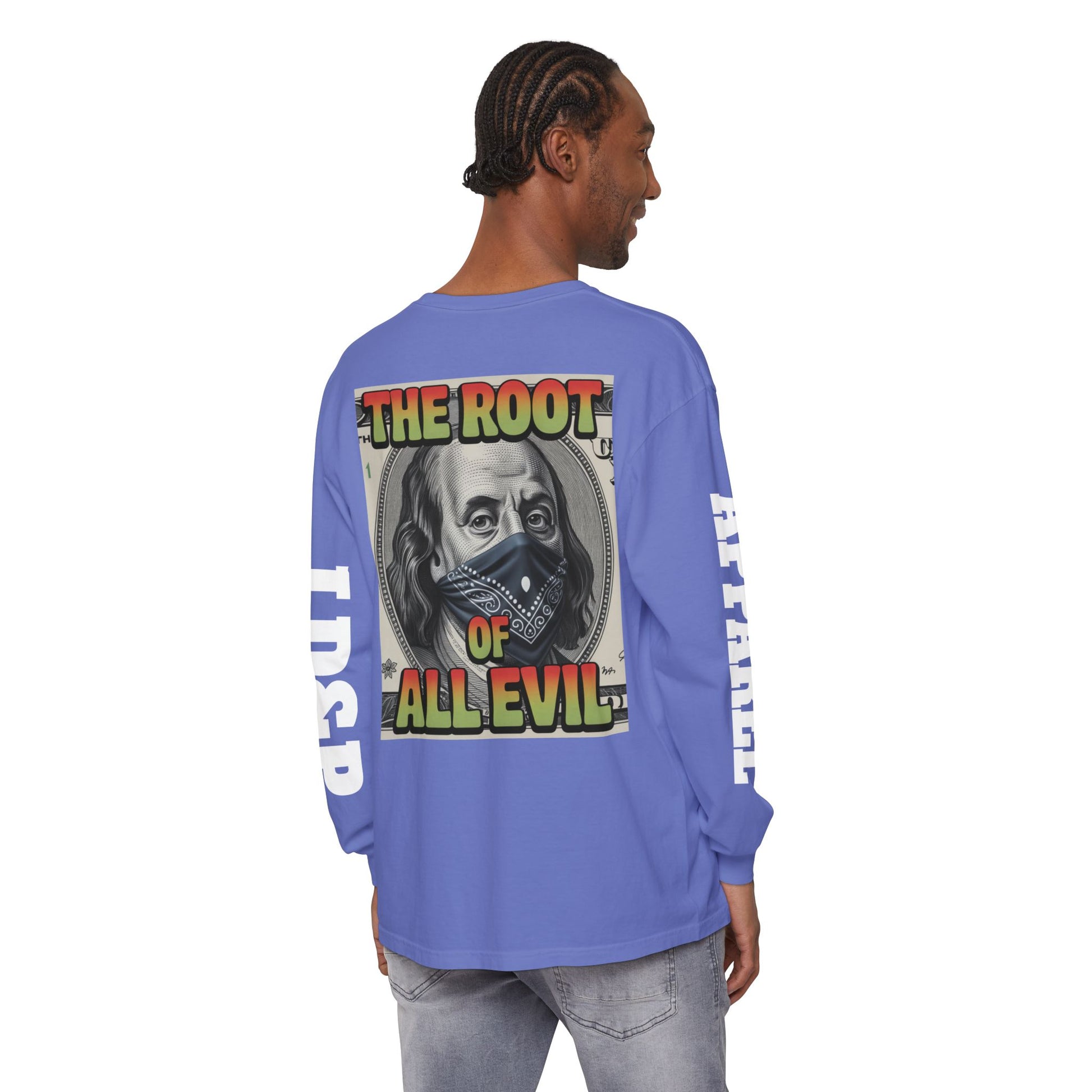 Garment-Dyed Long Sleeve T-Shirt The Root of Evil