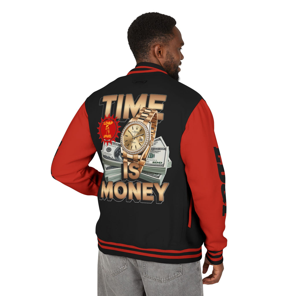 Unisex Heavyweight Letterman Jacket – Time is Money Design