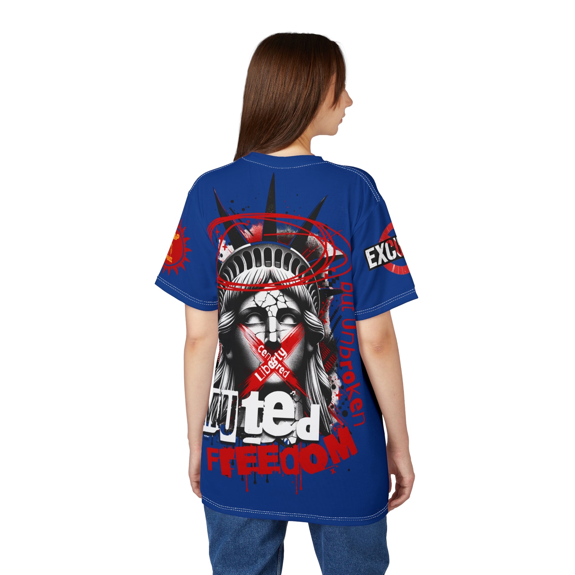 Muted Freedom LD&P APPAREL DESIGN Graphic Tee Shirt Blue