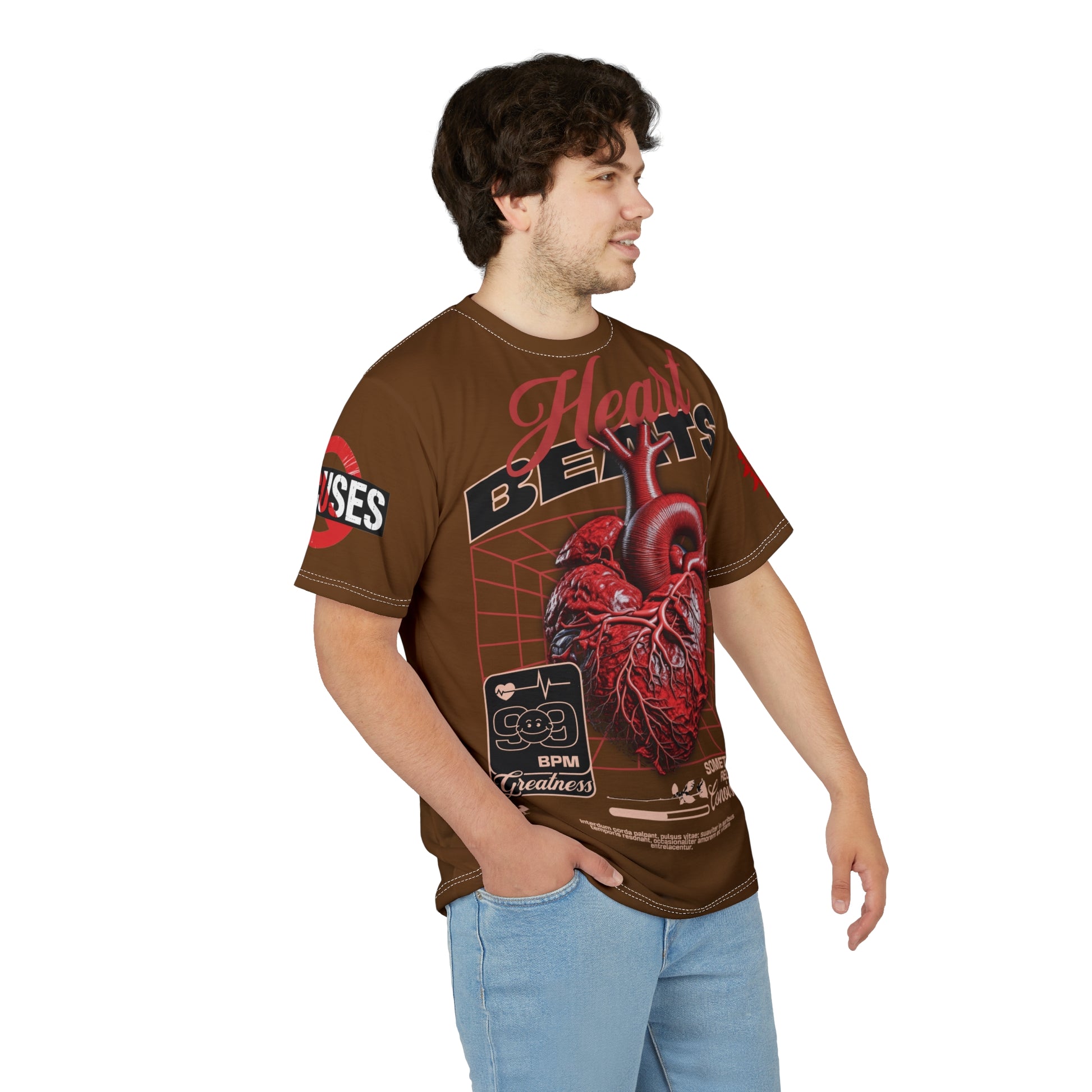 Heart Beats LD&P Apparel Design Graphic Tee Brown