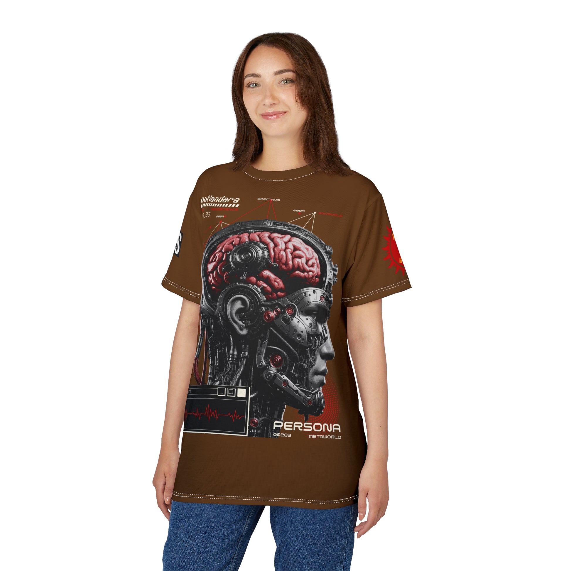 Persona Sci‑Fi Graphic Tee Shirt LD&P APPAREL Brown