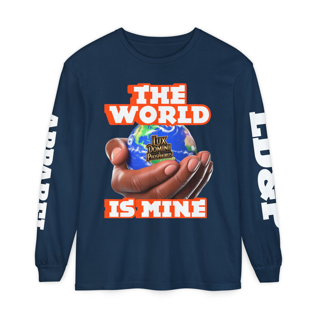 Garment-dyed Long Sleeve T-Shirt - The World Is Mine