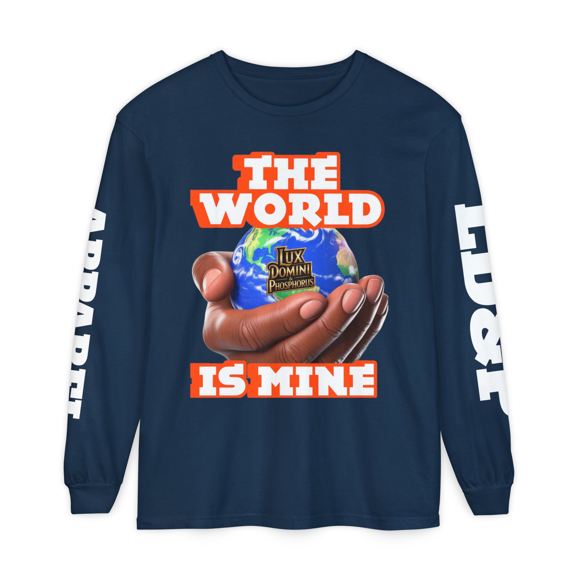 Garment-dyed Long Sleeve T-Shirt - The World Is Mine