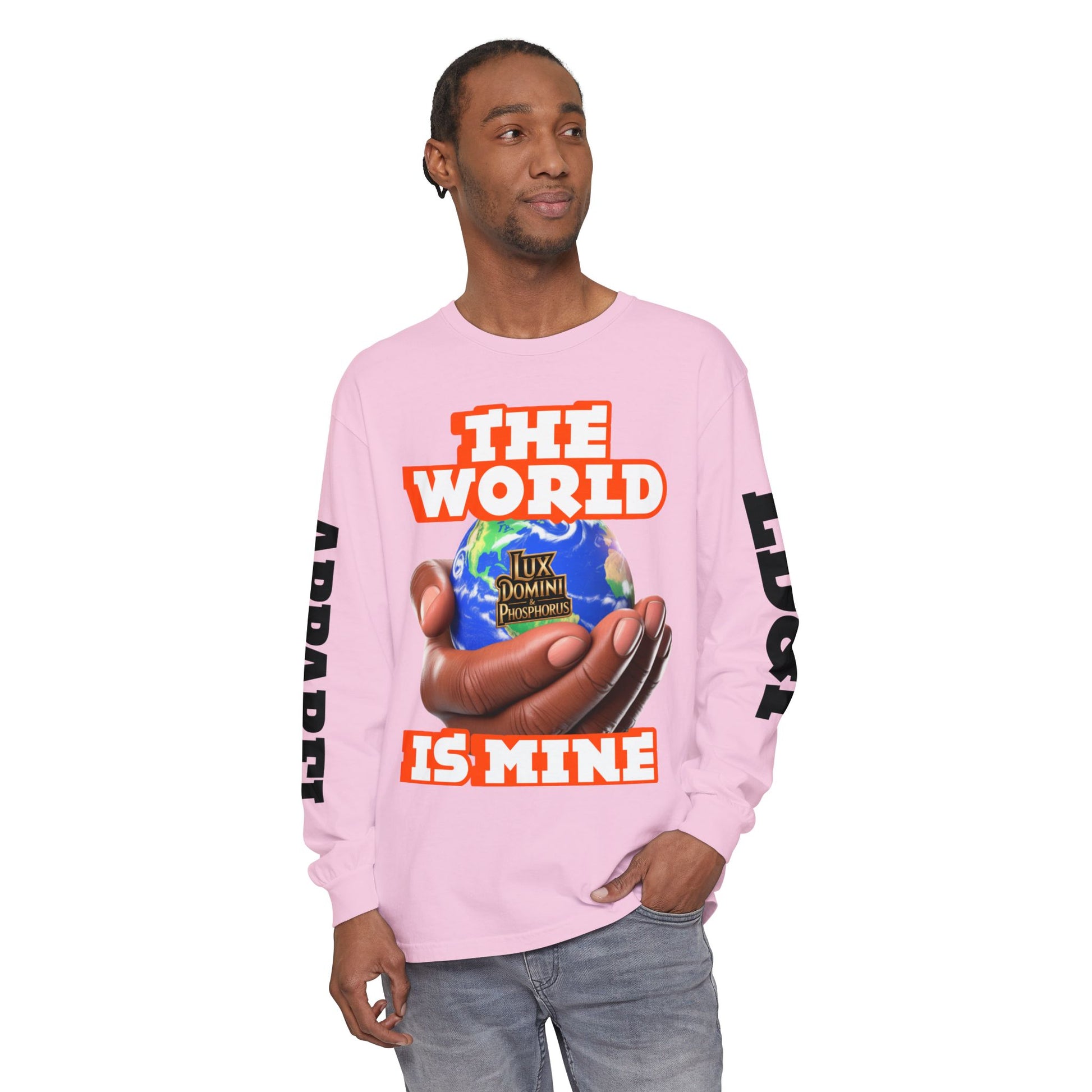 Garment-dyed Long Sleeve T-Shirt - The World Is Mine