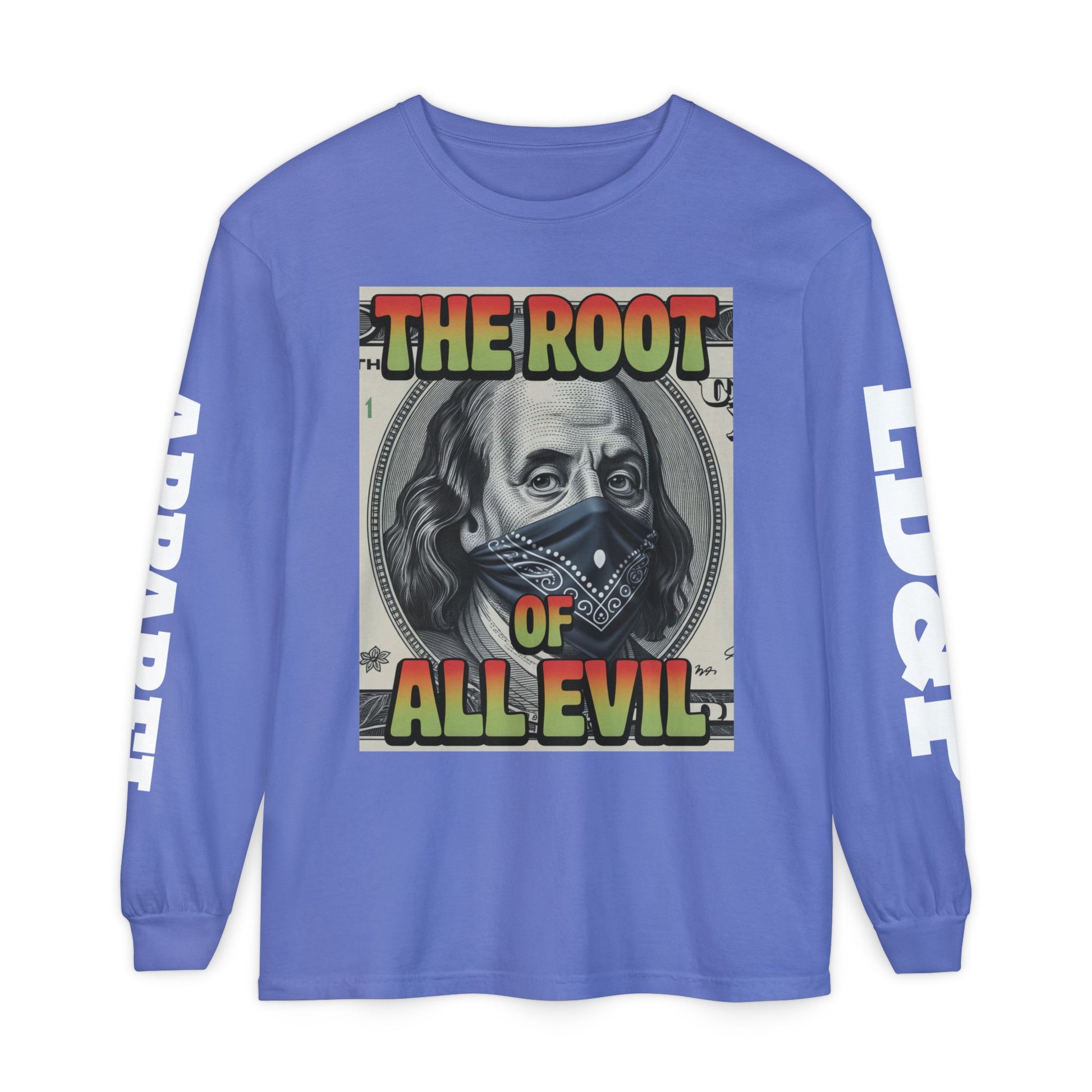 Garment-Dyed Long Sleeve T-Shirt The Root of Evil